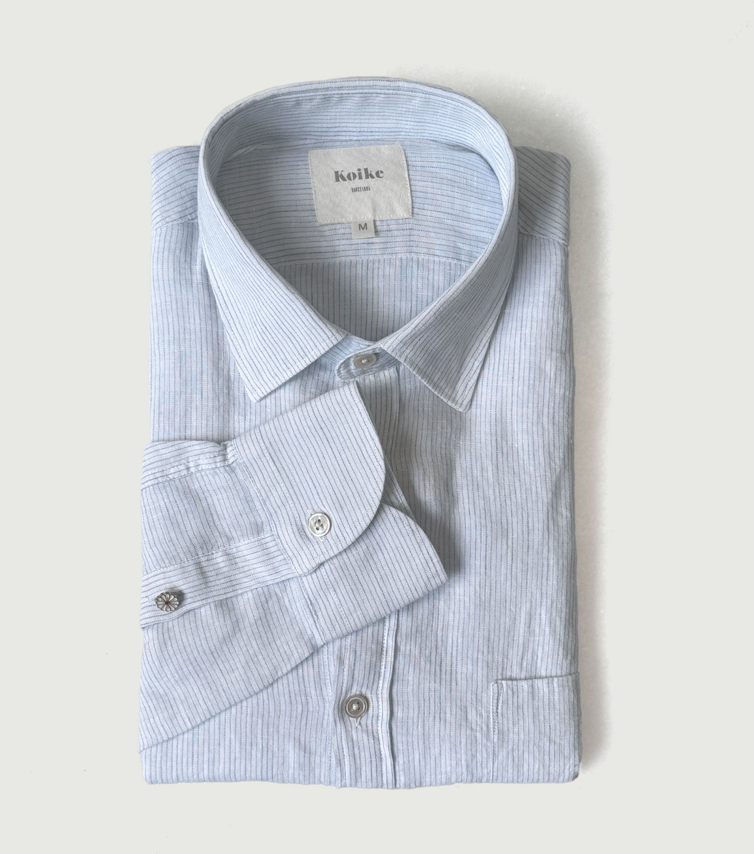 Linen Microstripes 1 Pocket Shirt White - Koike