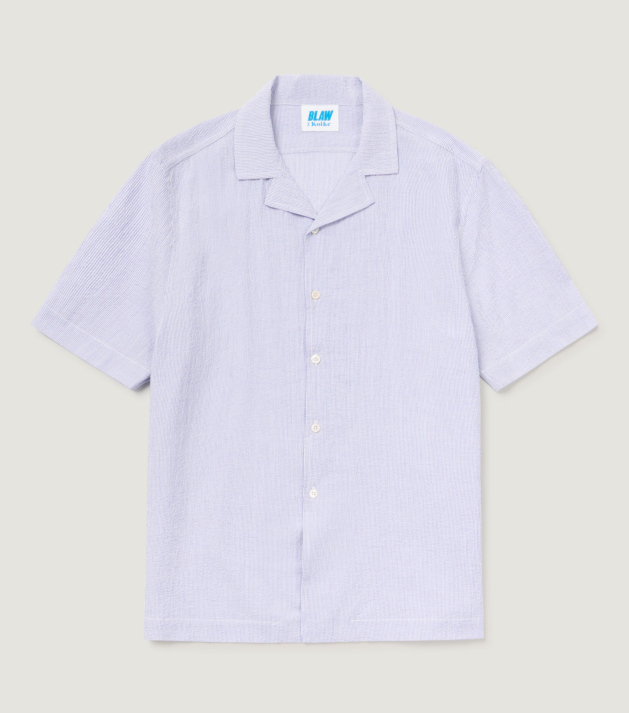 Seersucker Short Sleeve Striped Shirt Light Blue - Blaw x Koike