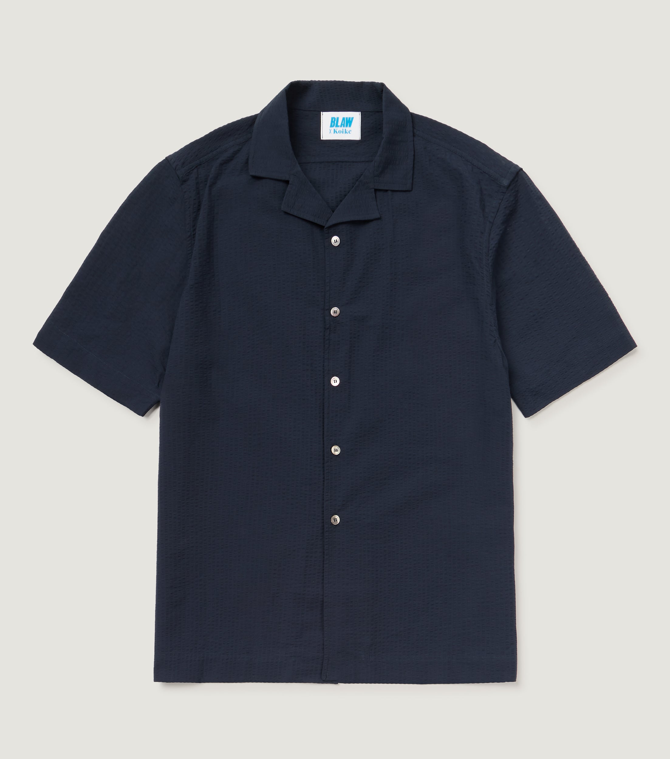 Seersucker Short Sleeve Shirt Navy - Blaw x Koike