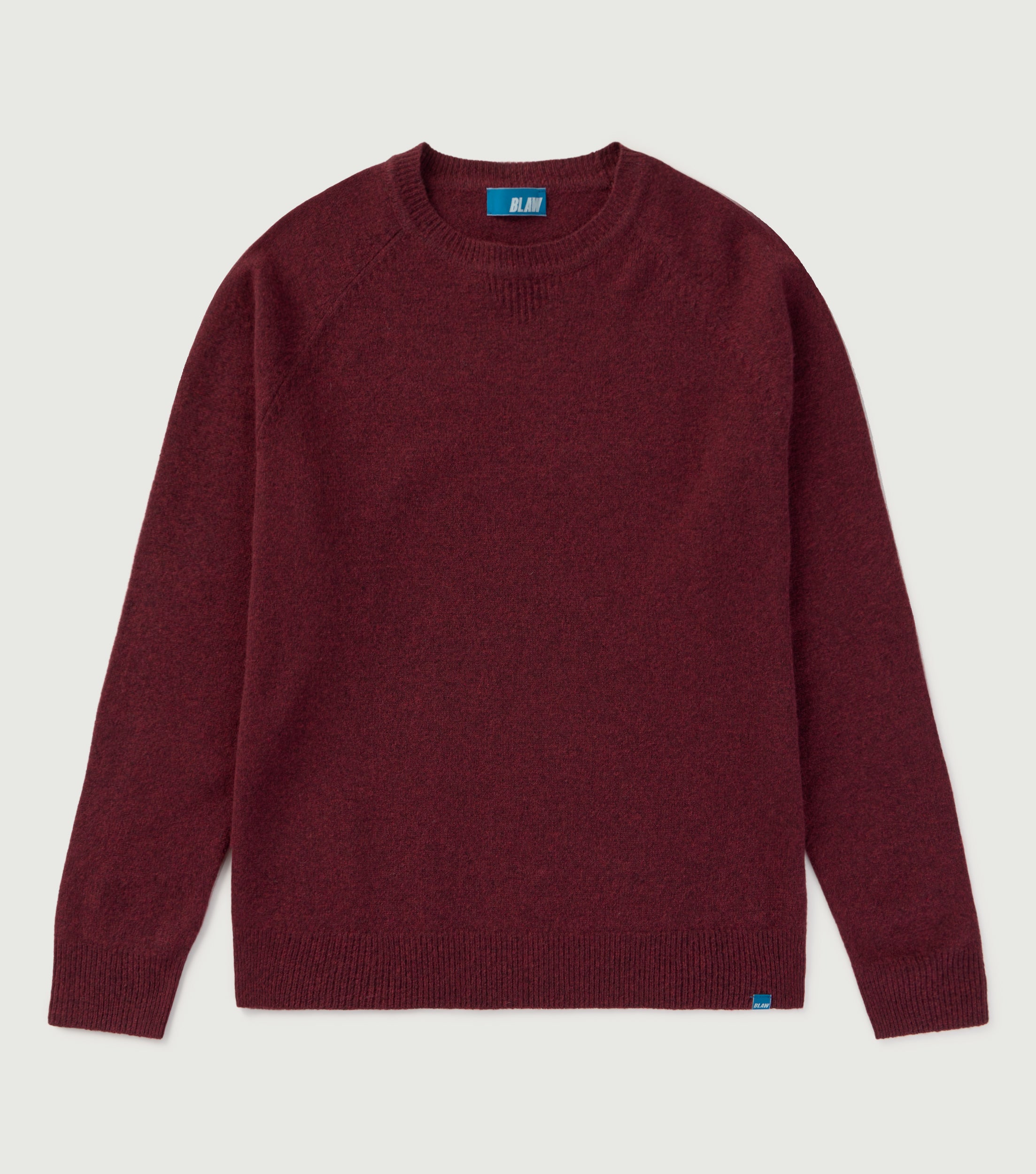 100% Wool Crew Neck Sweater Burgundy - BLAW