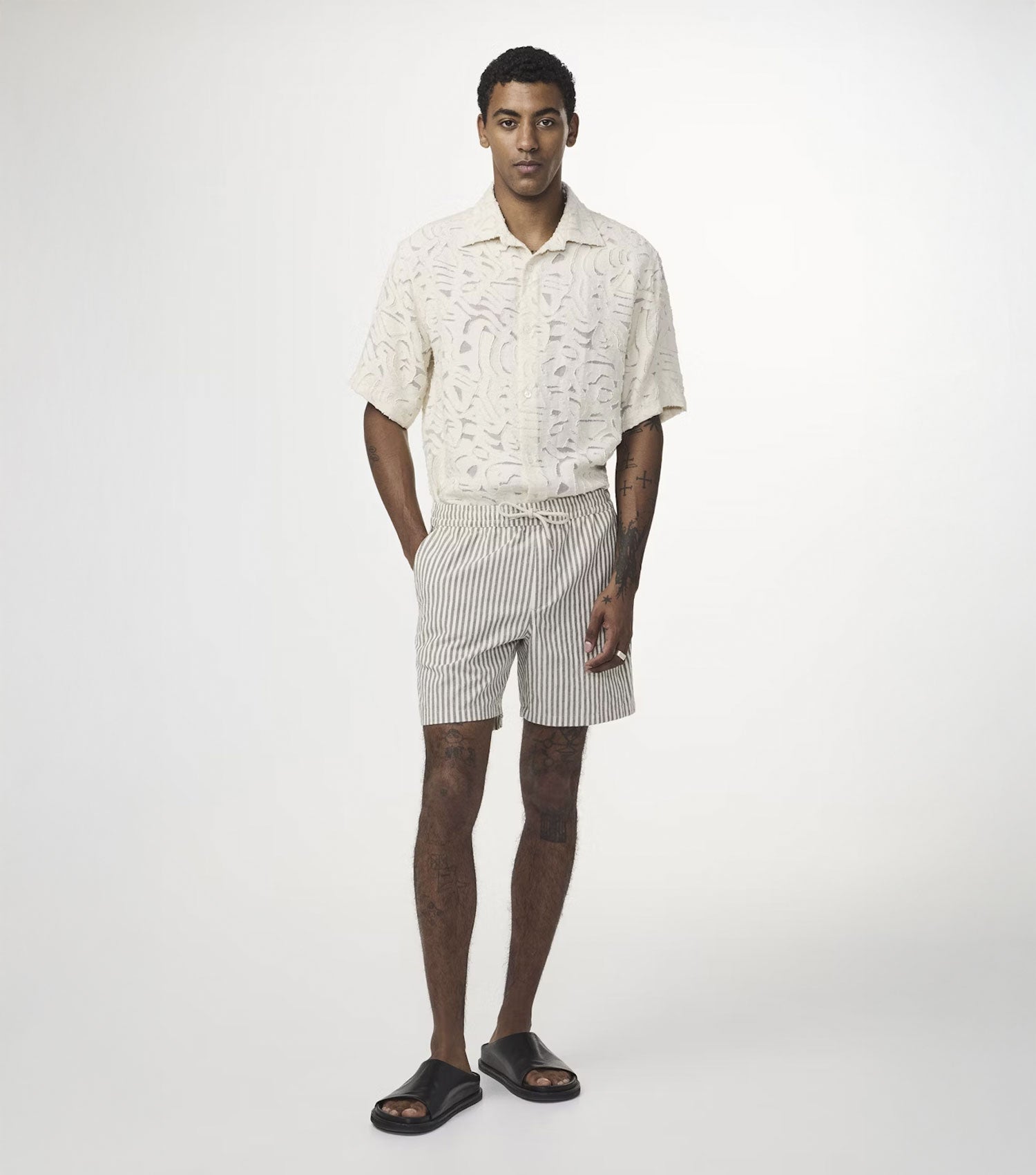 Gregor Drawstring Shorts Green Stripe - NN.07