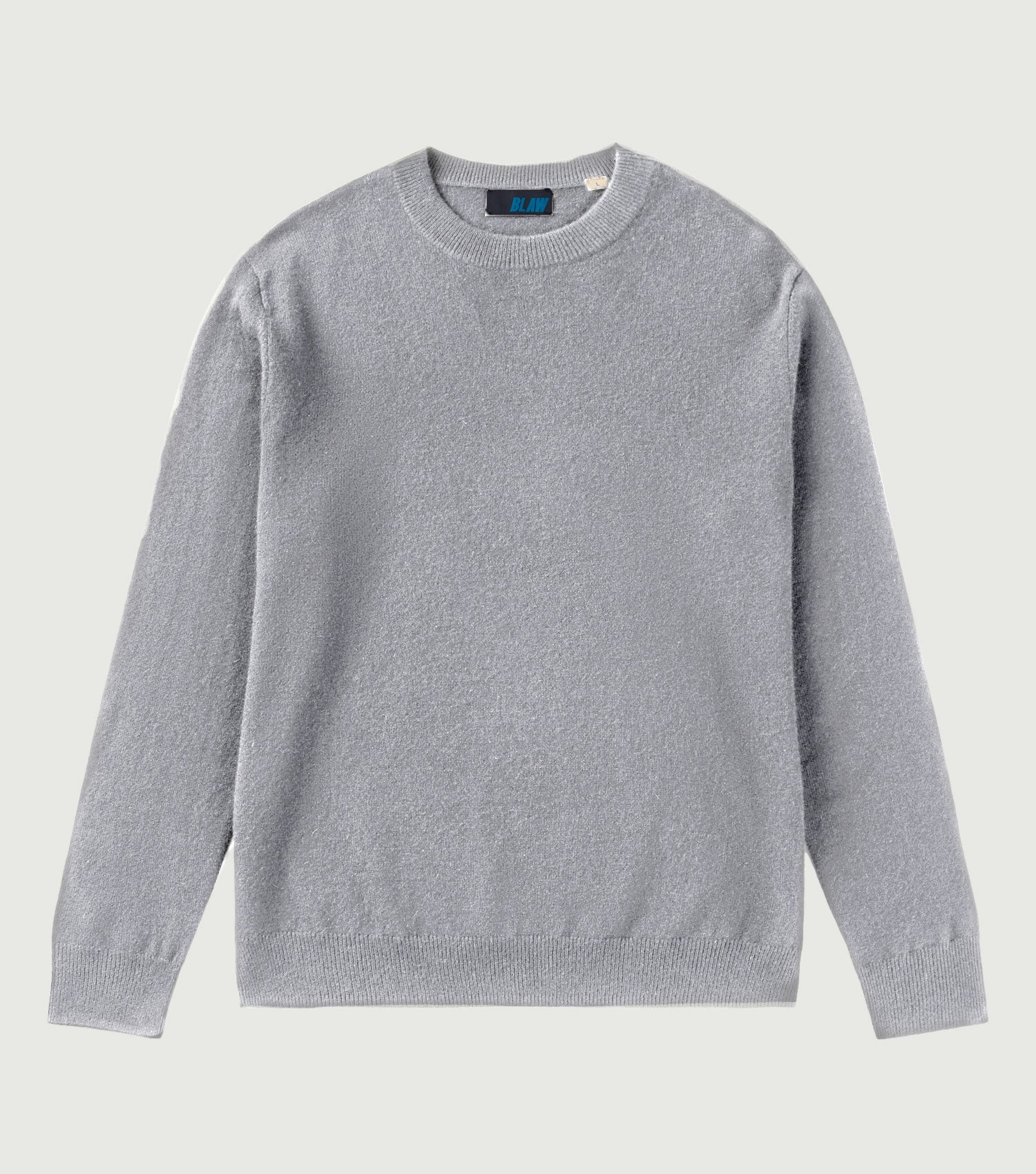 100% Cashmere Round Neck Sweater Grey Melange - BLAW