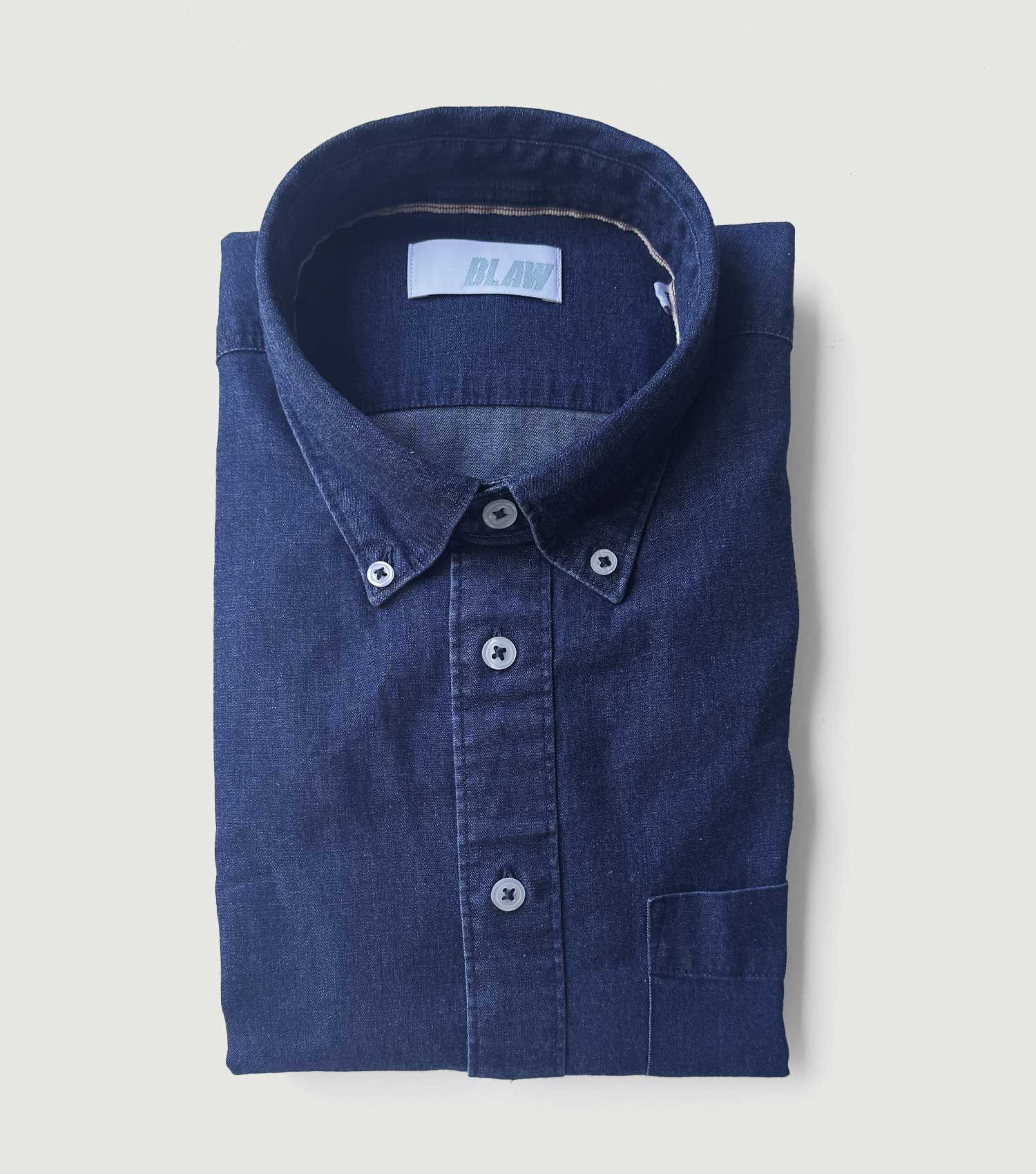 Denim Stretch Button Down Shirt Navy - BLAW