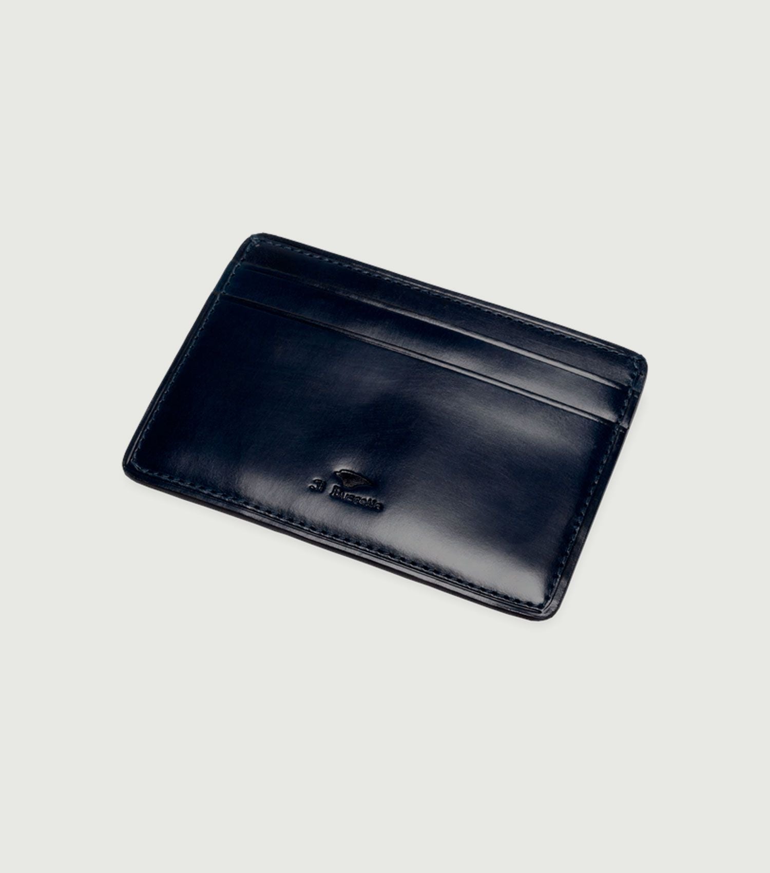 Credit Card Case in Coloured Leather Navy Blue - Il Bussetto