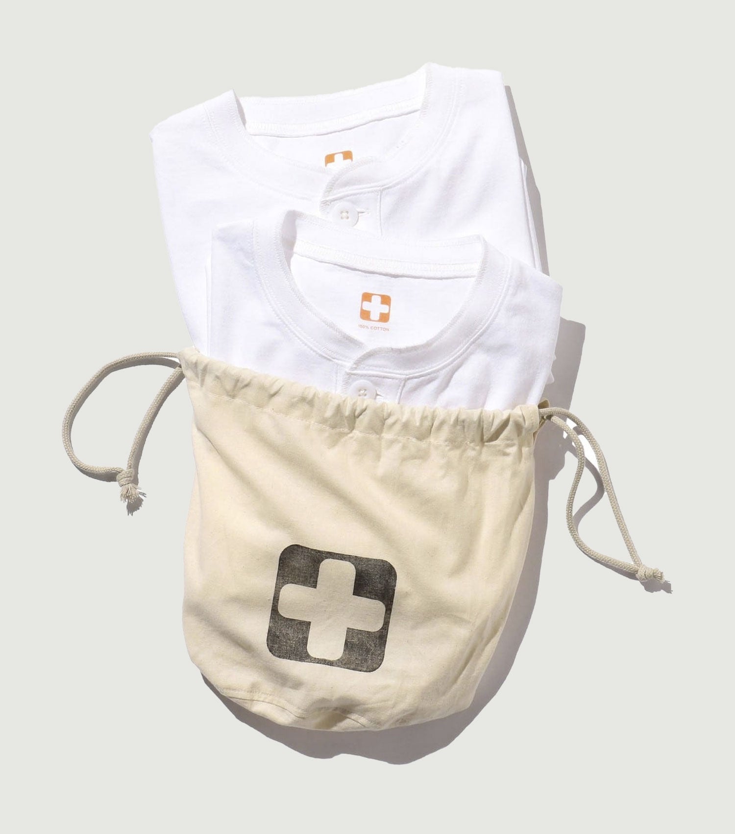 2 Pack Henley Tee White - Beams Plus