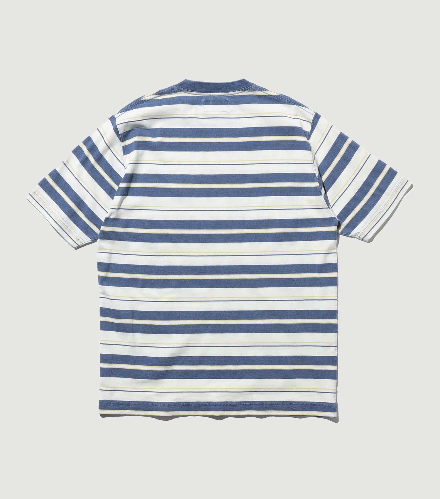Pocket Tee Stripe Indigo Bleach - Beams Plus