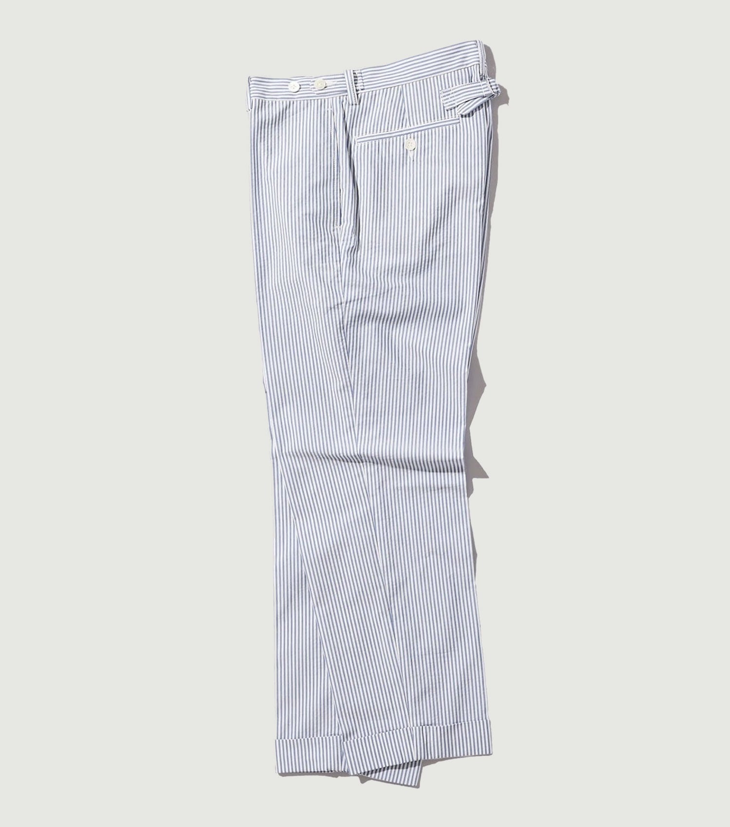 IVY Trousers Ankle-Cut Seersucker Blue - Beams Plus