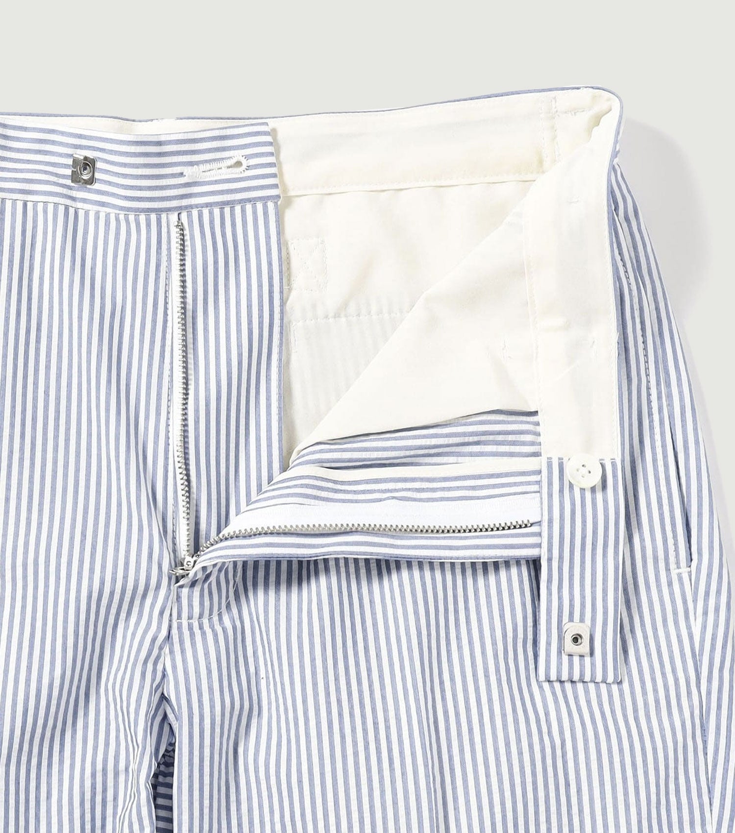 IVY Trousers Ankle-Cut Seersucker Blue - Beams Plus