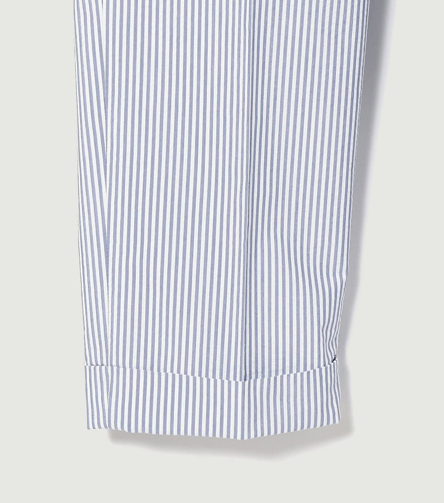 IVY Trousers Ankle-Cut Seersucker Blue - Beams Plus