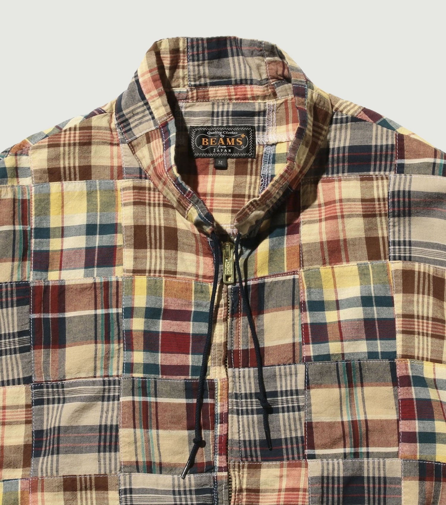 Swing Jacket Patchwork Madras Beige Base Patchwork - Beams Plus
