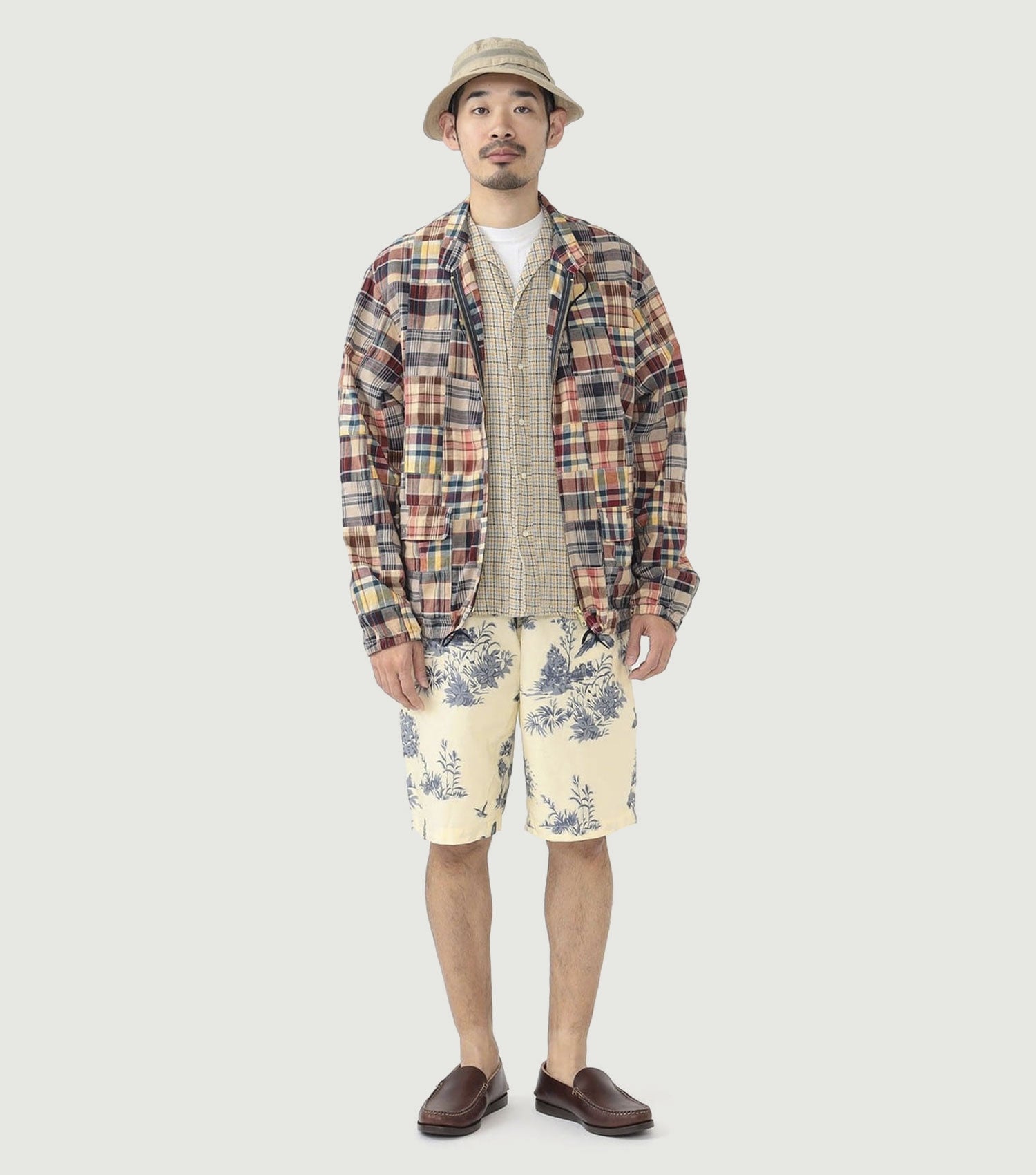Swing Jacket Patchwork Madras Beige Base Patchwork - Beams Plus