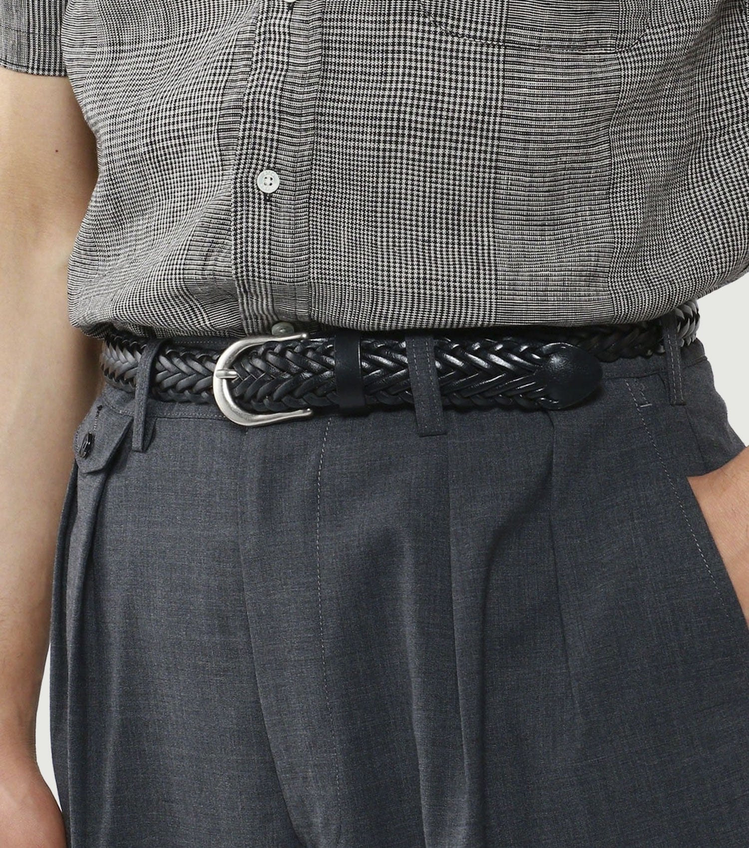 Leather Mesh Belt Black - Beams Plus