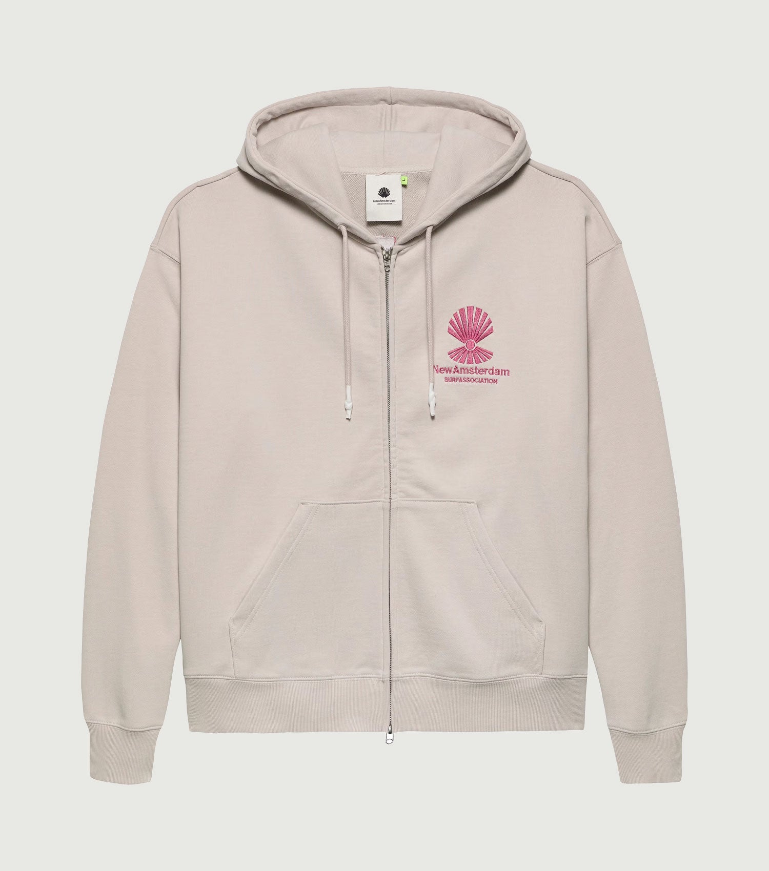 Logo Hoodie Zip Up Pebble / Magenta - New Amsterdam Surf Association
