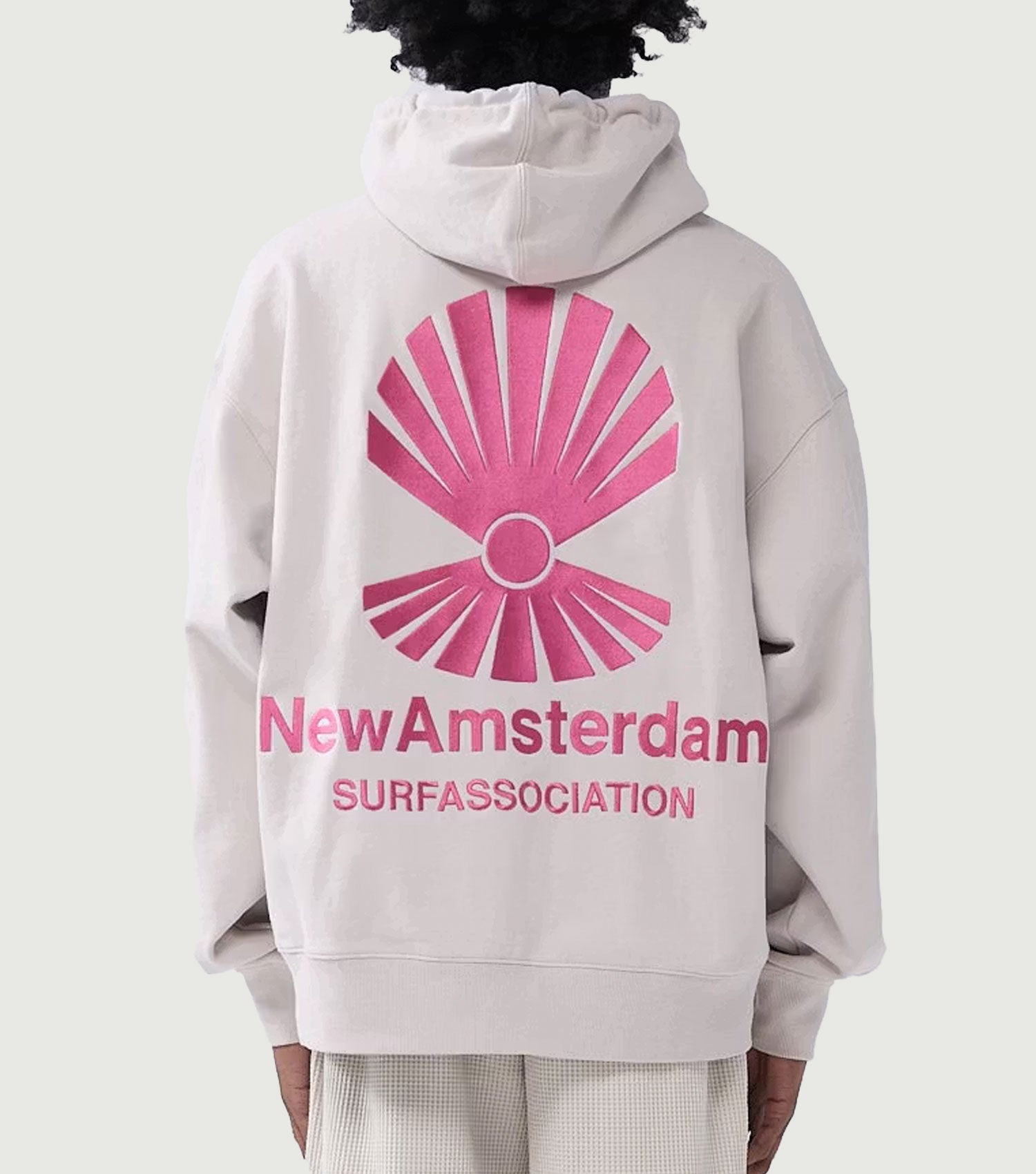 Logo Hoodie Zip Up Pebble / Magenta - New Amsterdam Surf Association