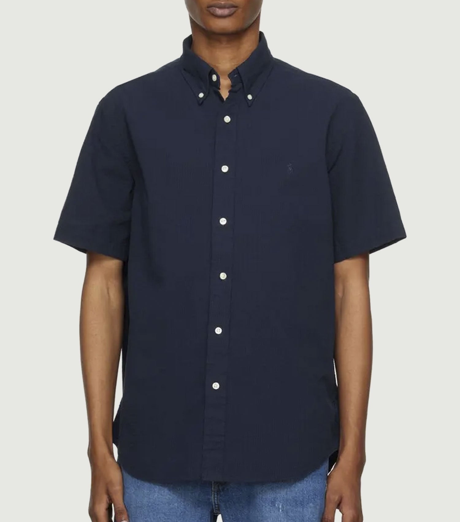 Custom Fit Seersucker Shirt Astoria Navy - Ralph Lauren