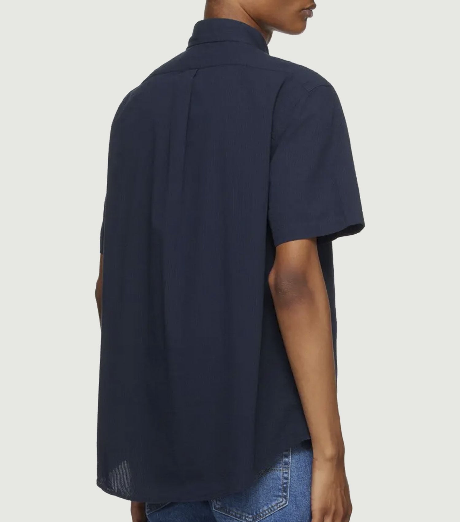 Custom Fit Seersucker Shirt Astoria Navy - Ralph Lauren
