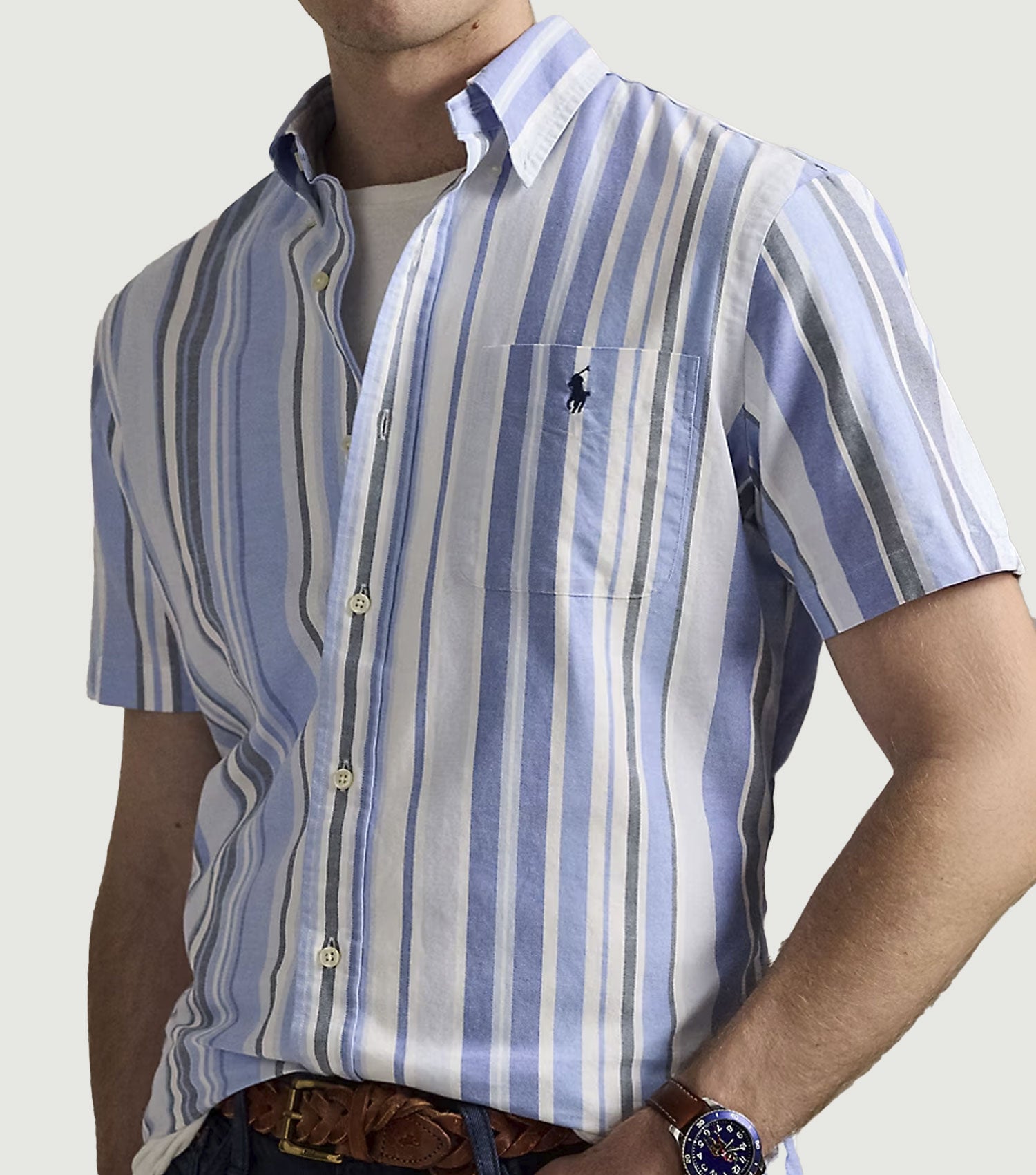 Custom Fit Striped Oxford Shirt Blue Multi - Ralph Lauren