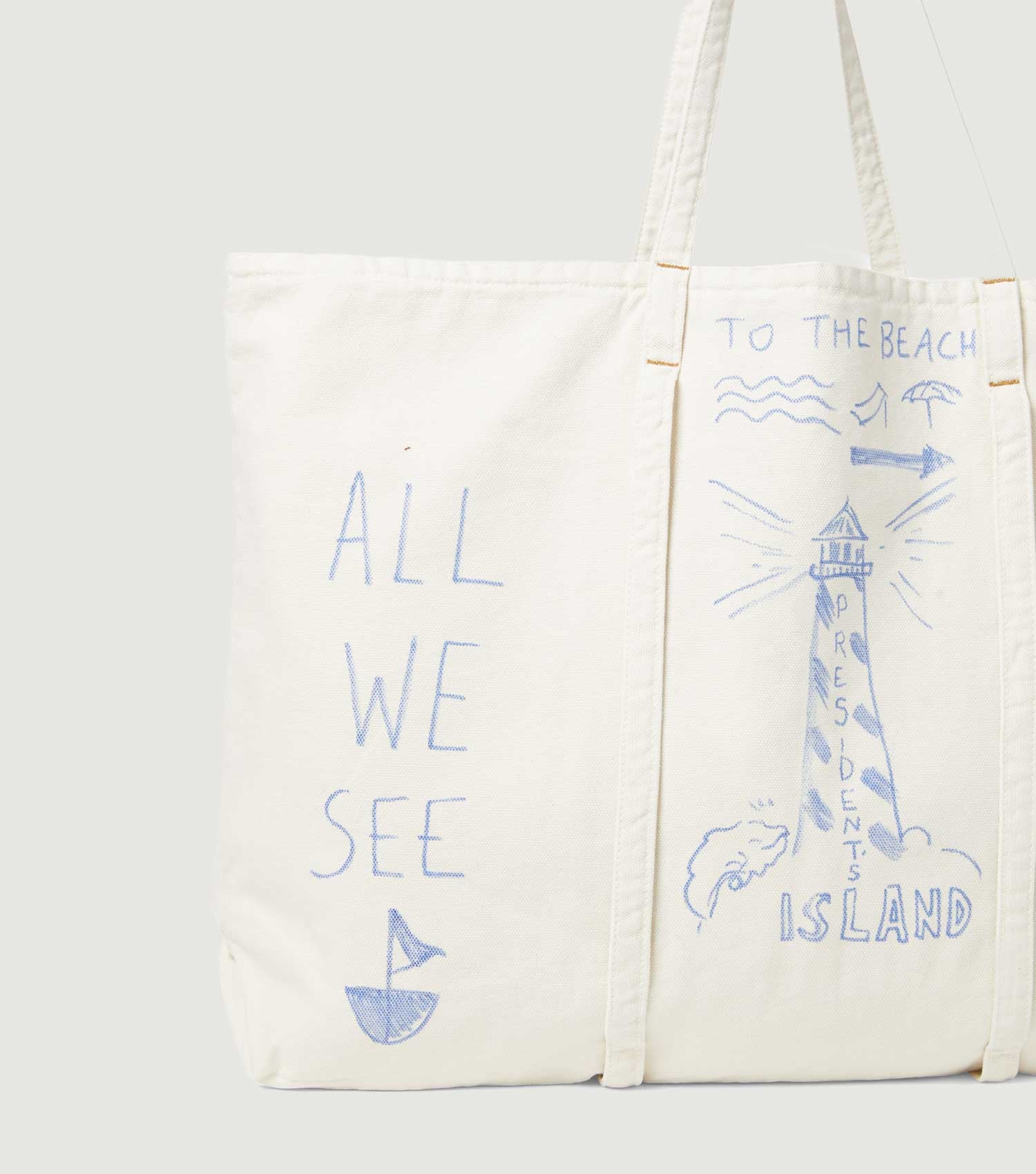 Tote Bag P'S Canvas Hand paint Ecru - President's