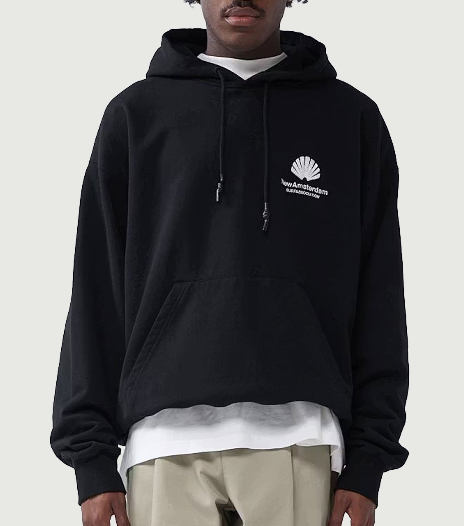 Logo Hoodie Black White - New Amsterdam Surf Association