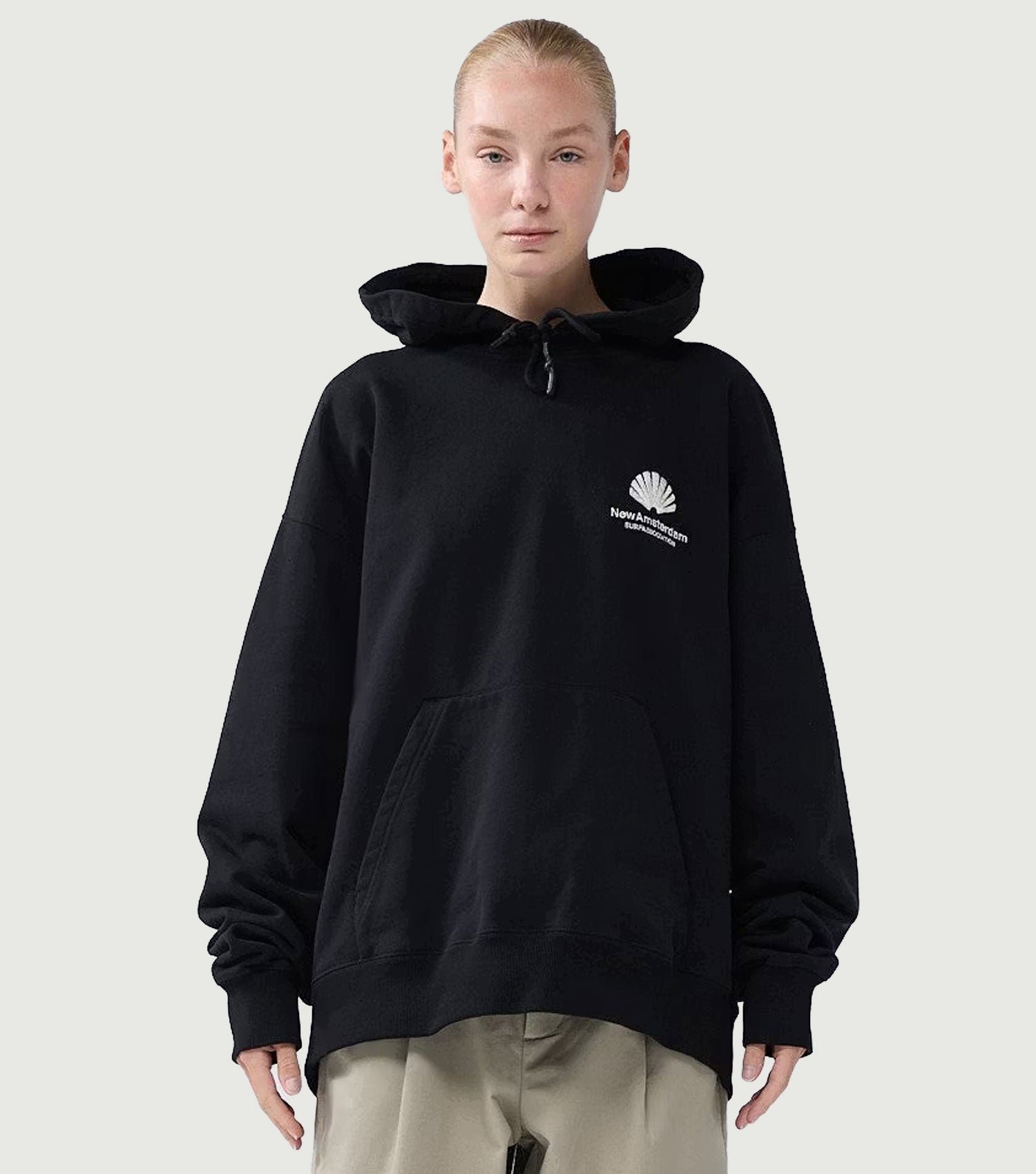 Logo Hoodie Black White - New Amsterdam Surf Association