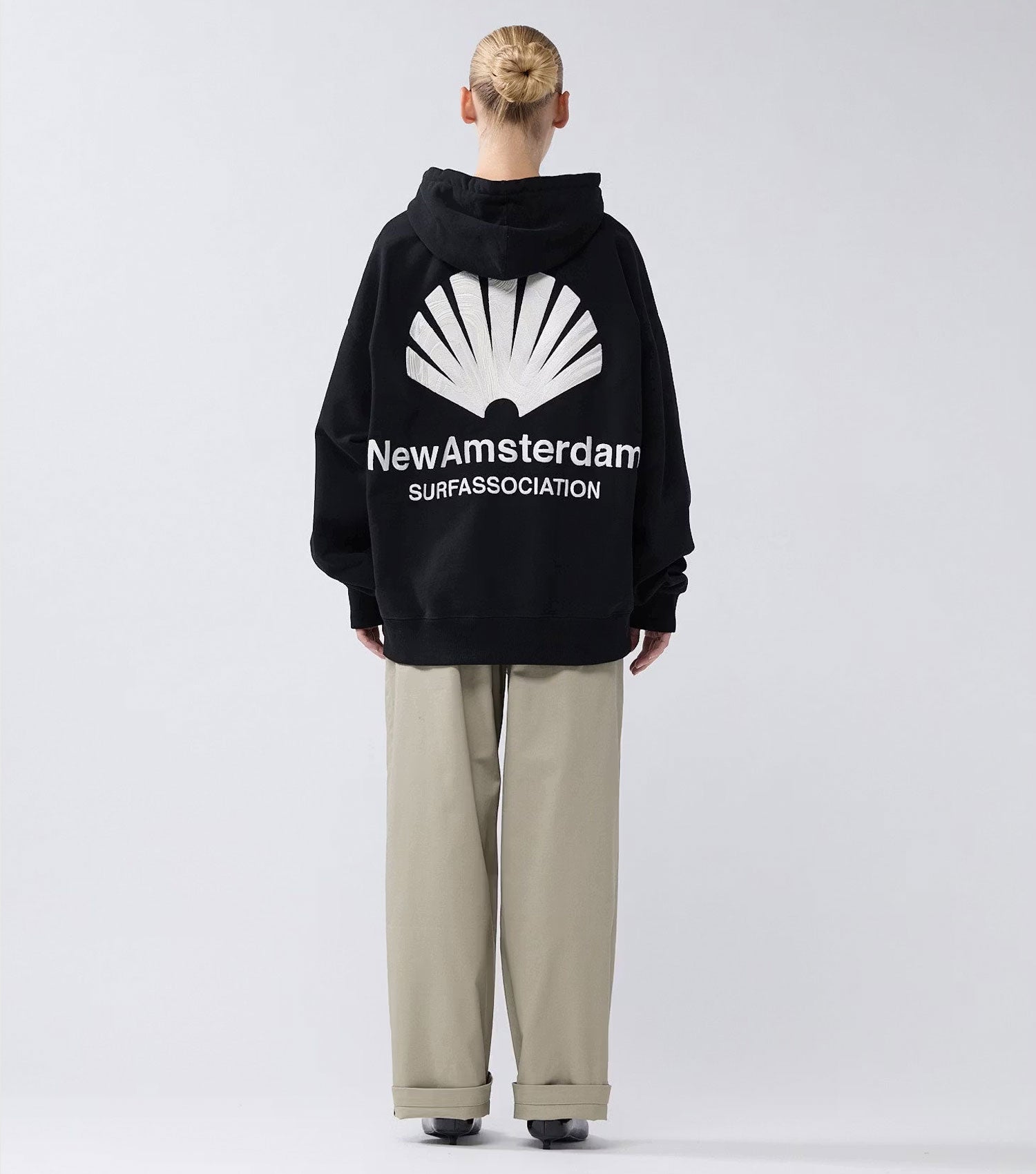 Logo Hoodie Black White - New Amsterdam Surf Association