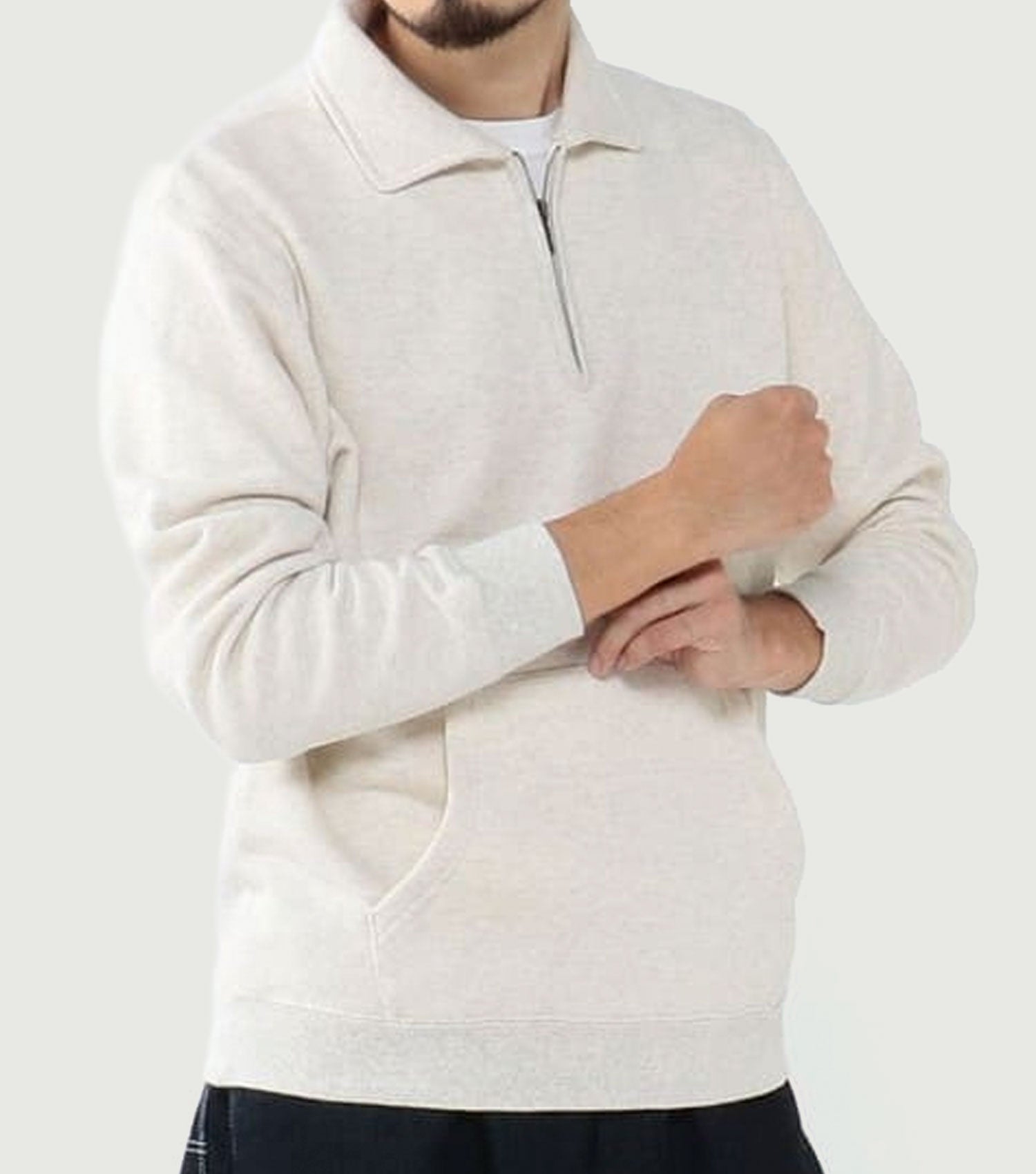 Sweat Half Zip Oatmeal - Beams Plus