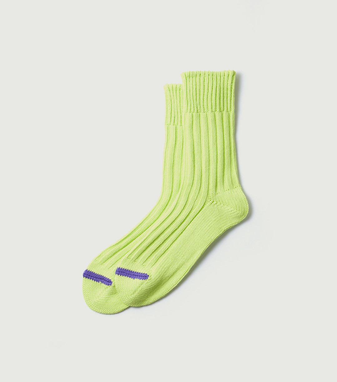 Chunky Ribbed Crew Socks Lime/Purple - Rototo