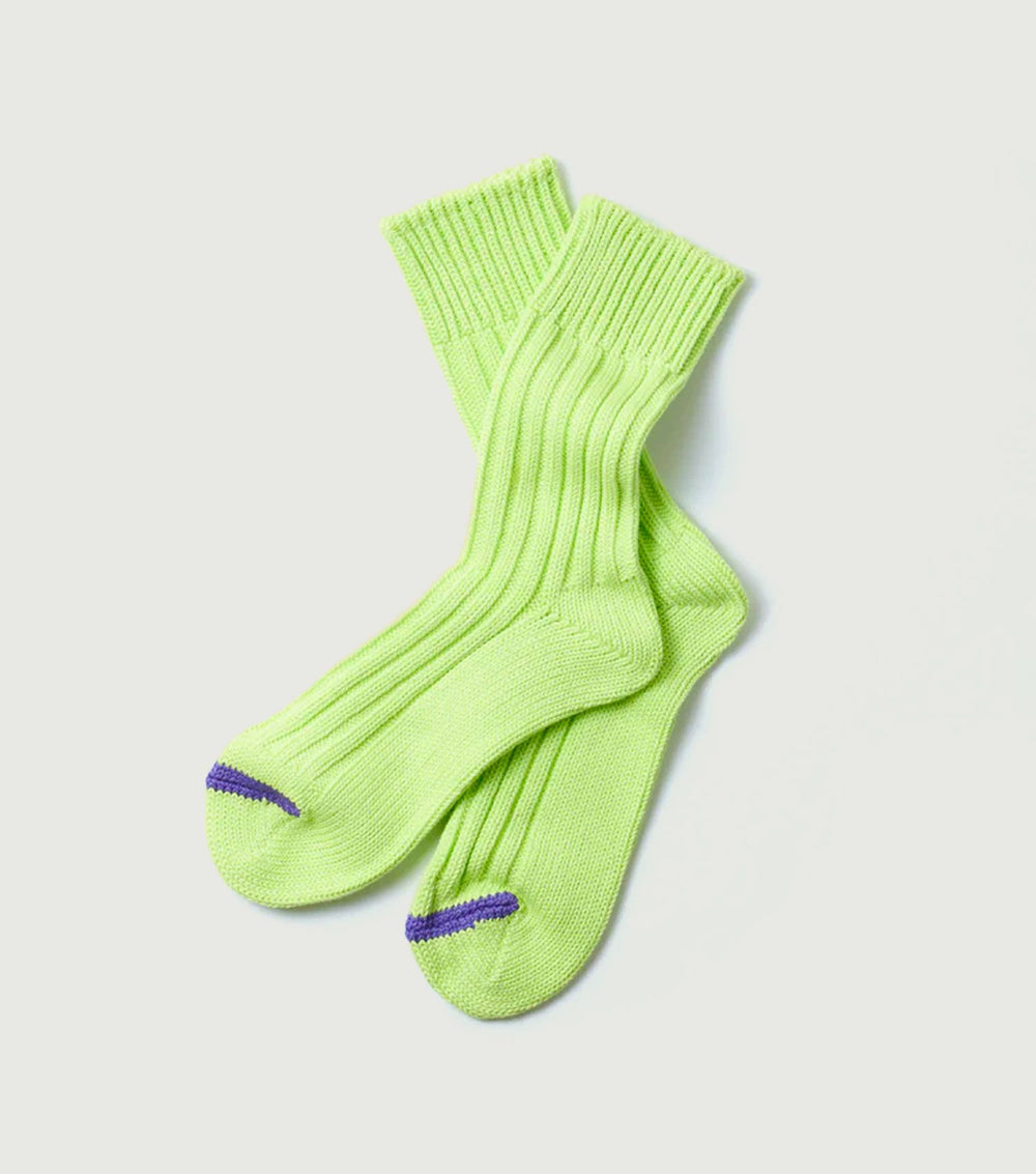 Chunky Ribbed Crew Socks Lime/Purple - Rototo