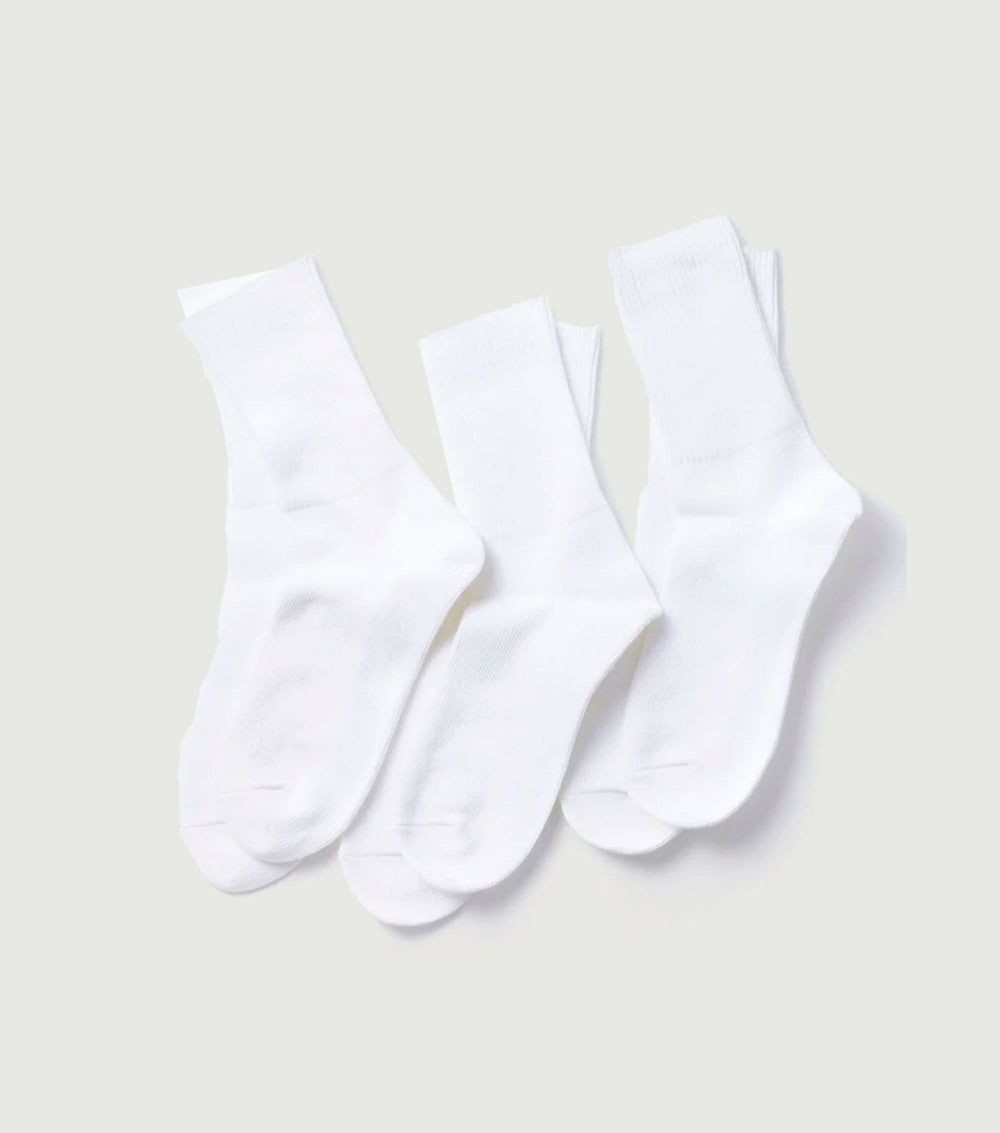 Organic Daily 3 Pack Ribbed Socks White - Rototo
