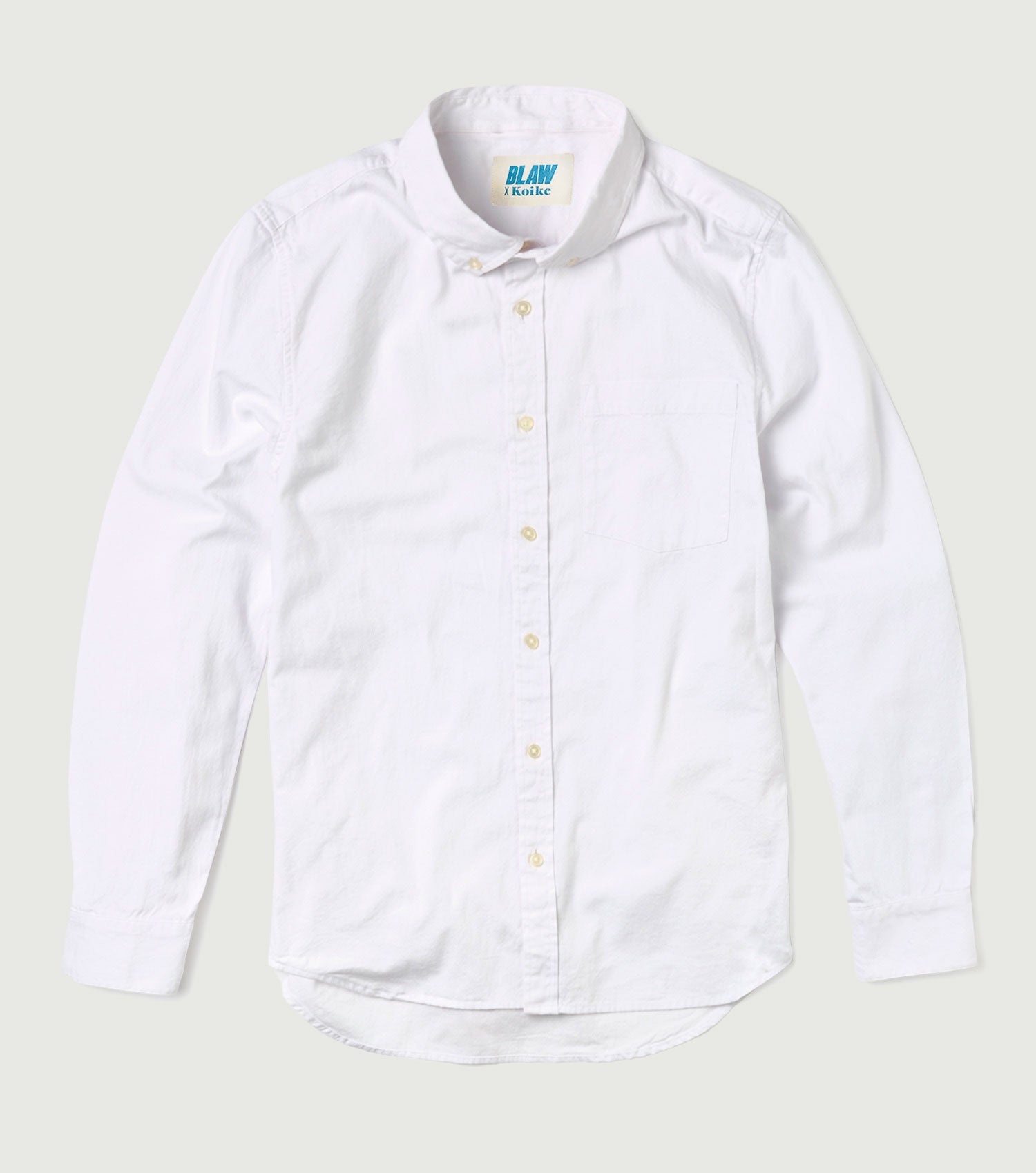 Poplin Button Down Shirt White - Blaw x Koike