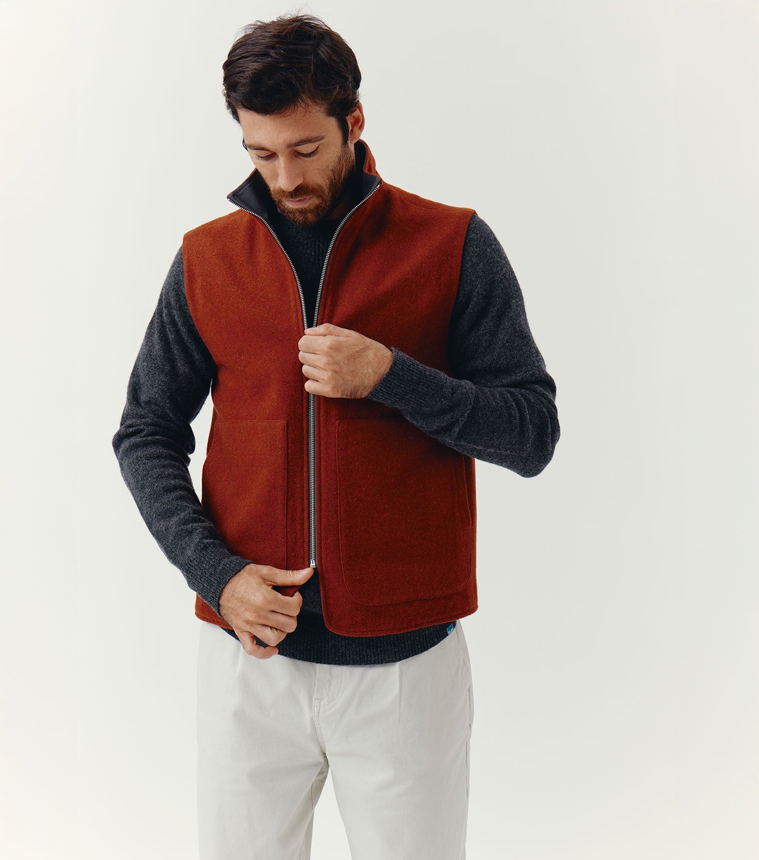 Reversible Wool Tech Vest Charcoal – BLAW