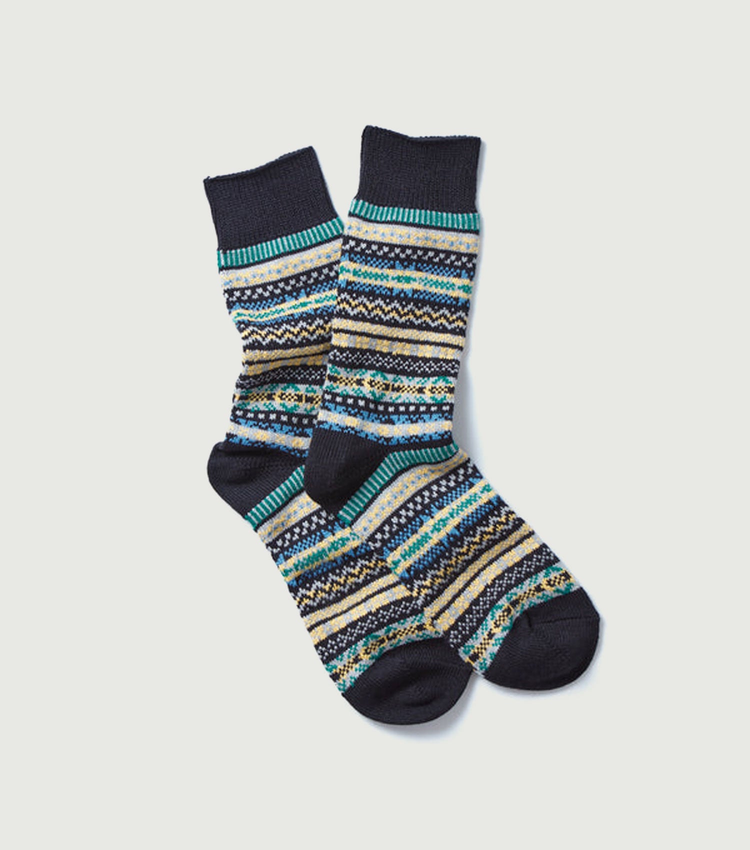 Jacquard Crew Socks Black - Rototo