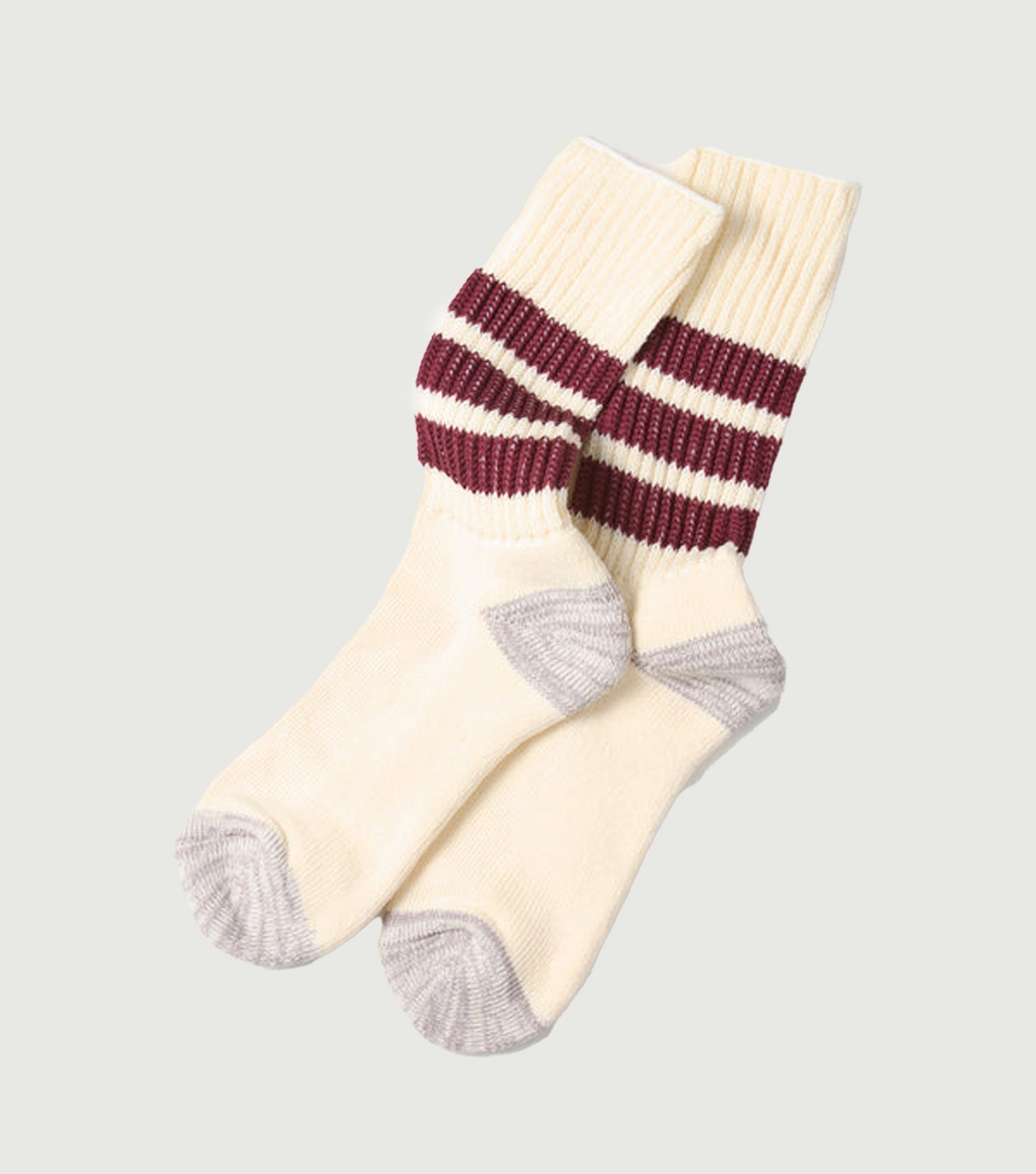 Coarse Ribbed Oldschool Crew Socks Bordeaux - Rototo