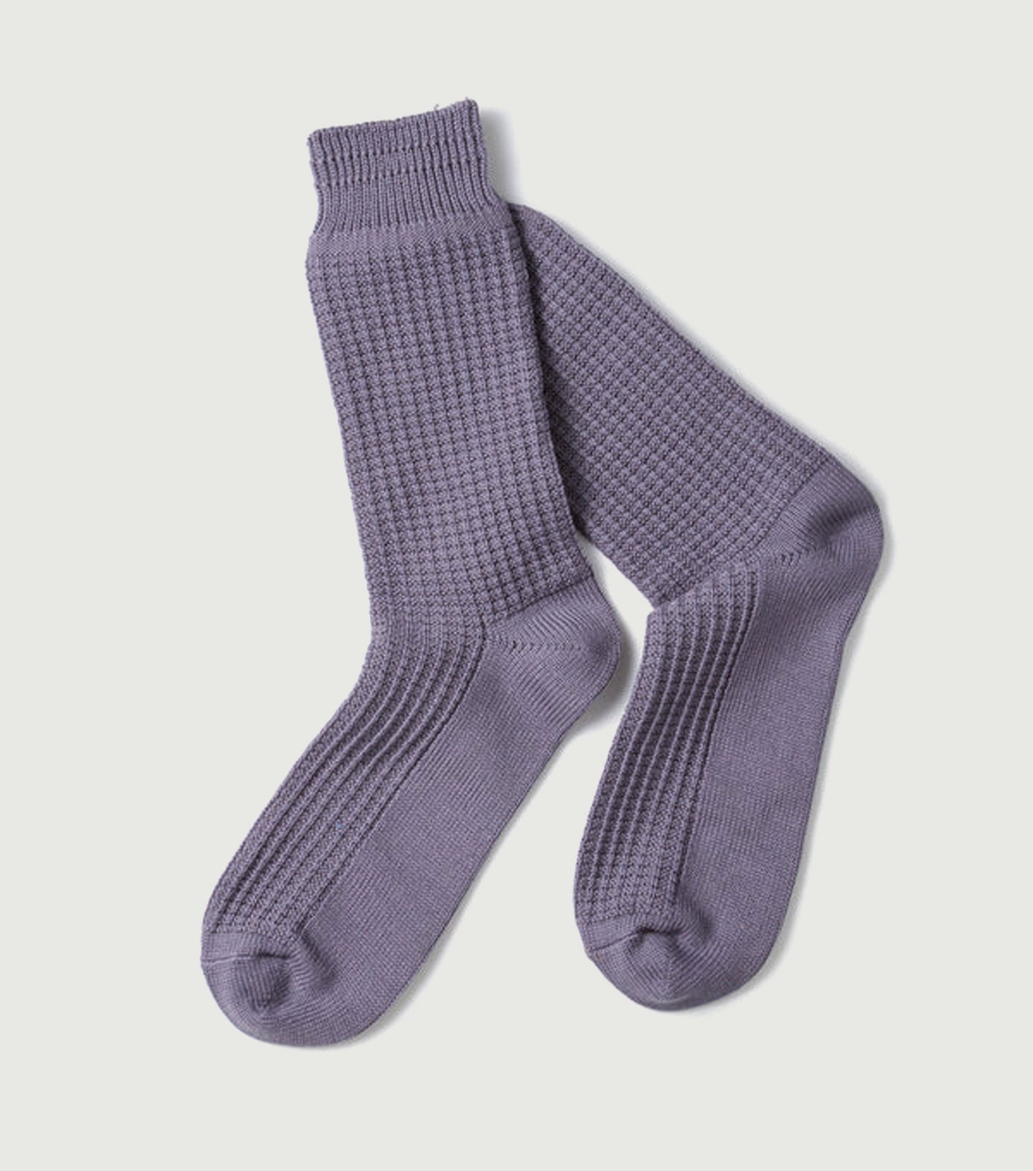 Cotton Waffle Crew Socks Steel Blue - Rototo