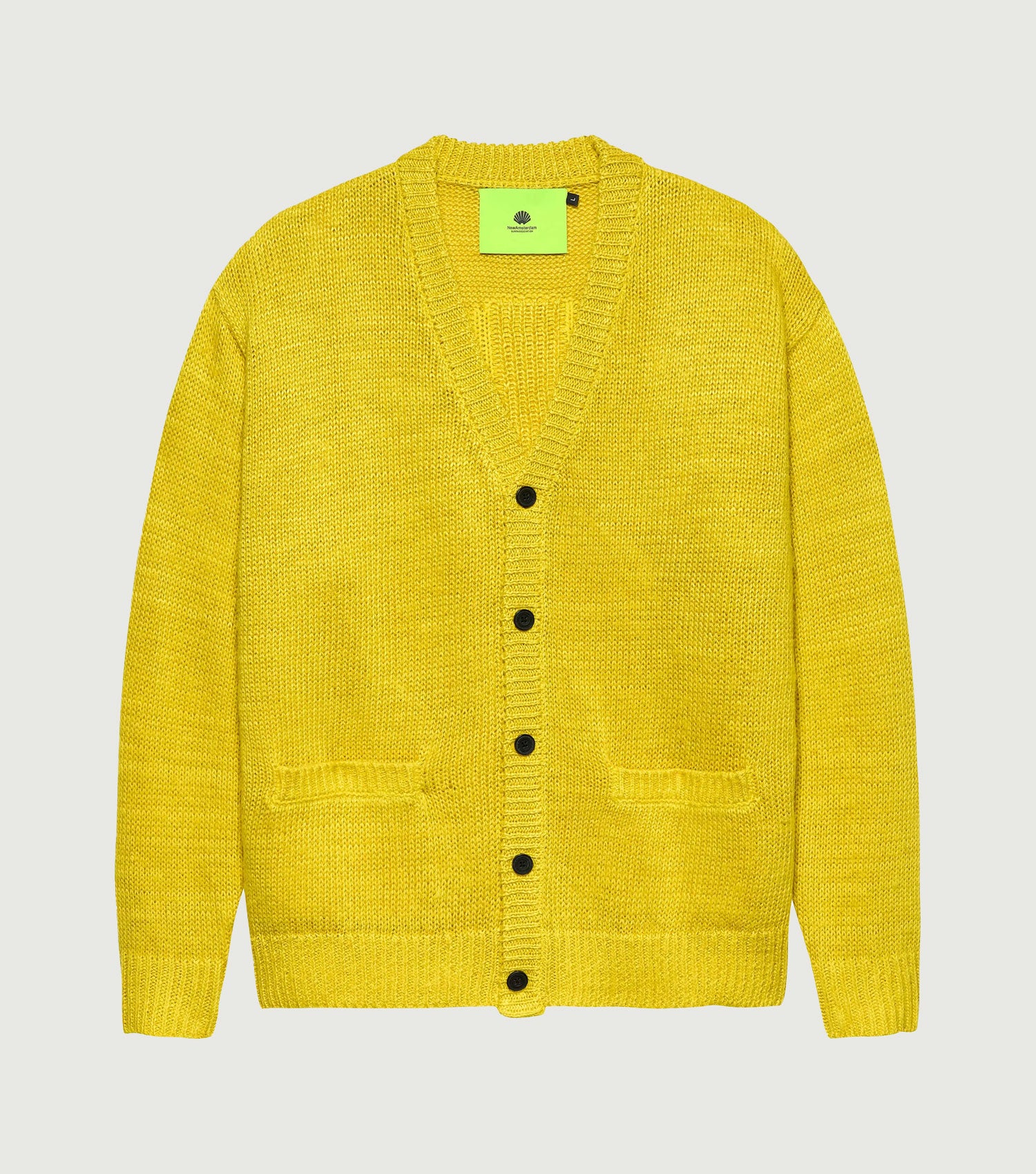 Linnen Logo Cardigan Celery - New Amsterdam Surf Association