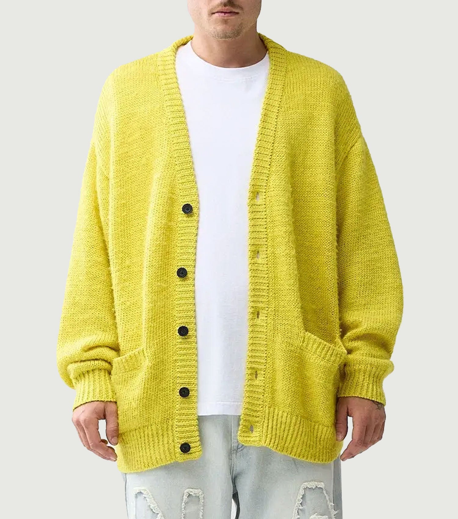 Linnen Logo Cardigan Celery - New Amsterdam Surf Association