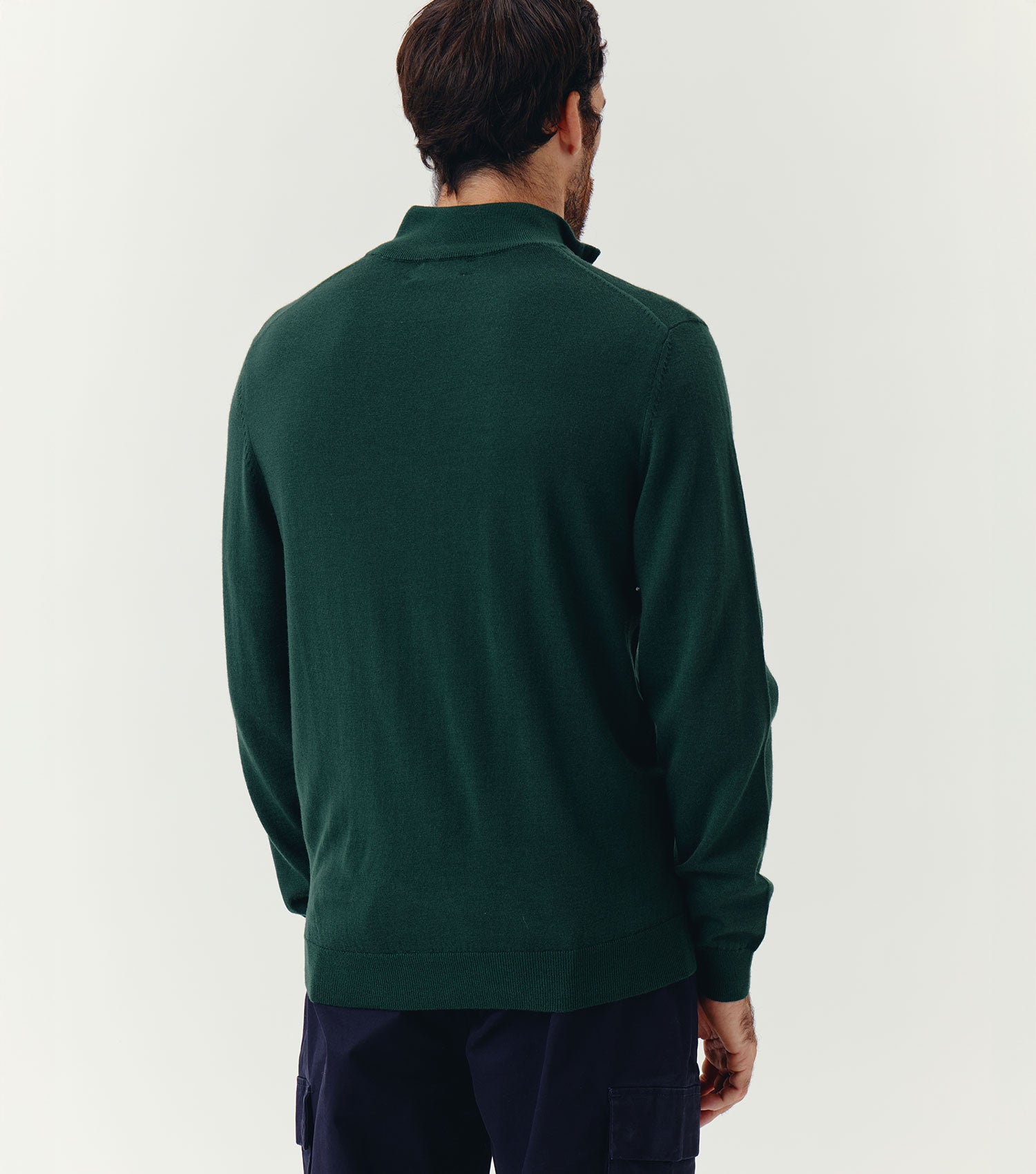 100% Merino Wool Half Zip Sweater Green - BLAW