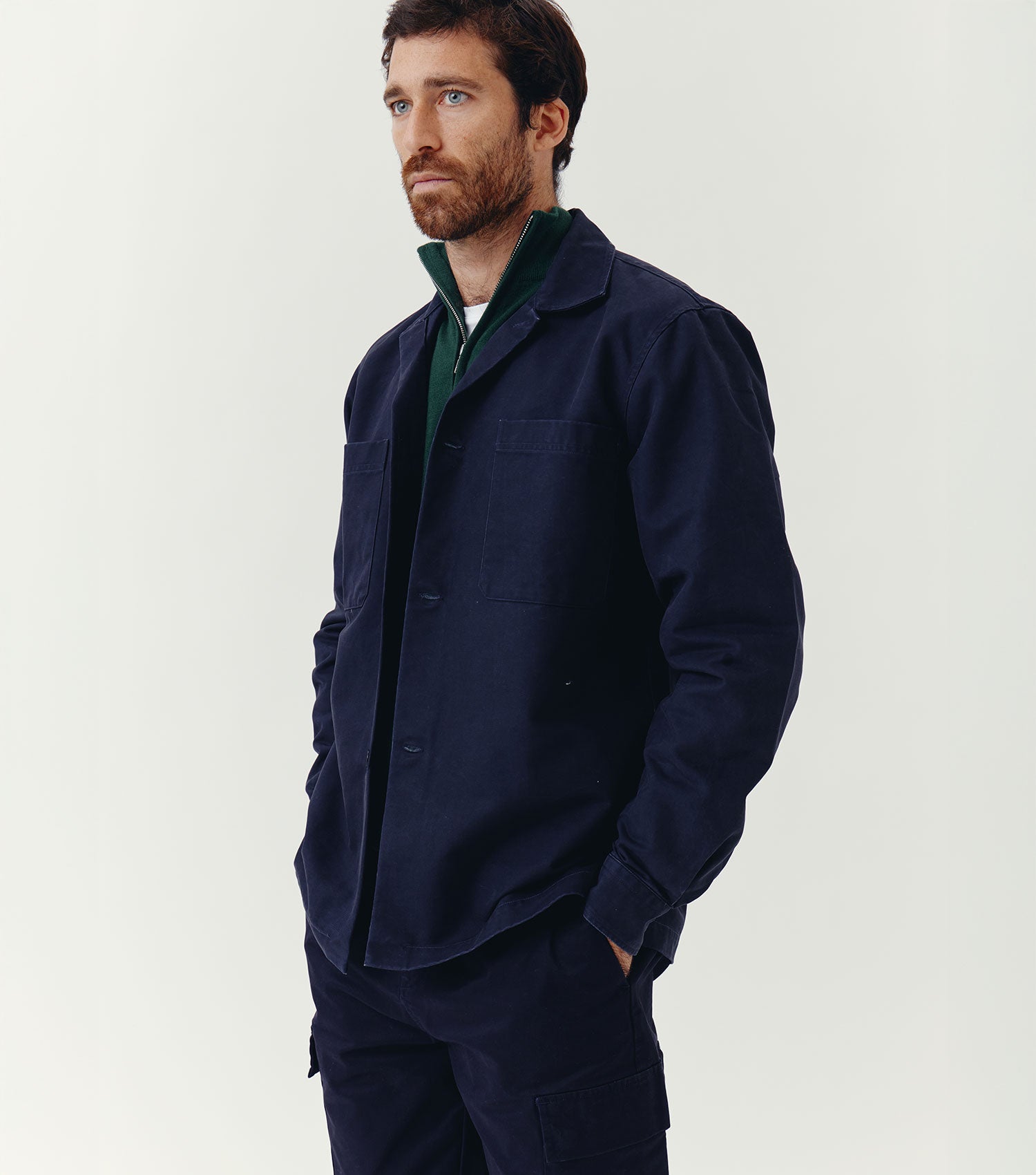 Twill 2 Pockets Overshirt Navy - Blaw x Koike