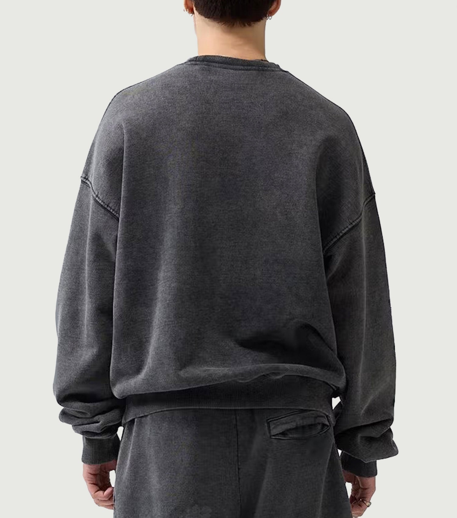 Logo Crewneck Sweater Embro Washed Black - New Amsterdam Surf Association