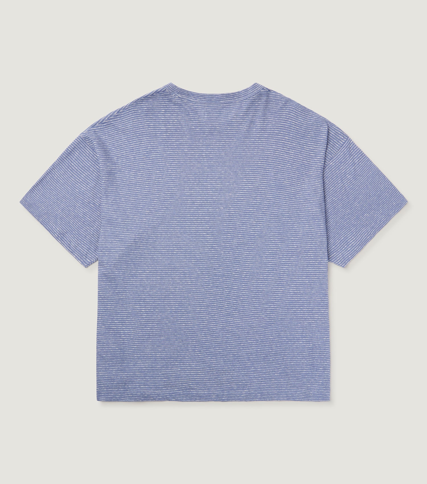 Striped Linen-Cotton T-shirt Blue - BLAW