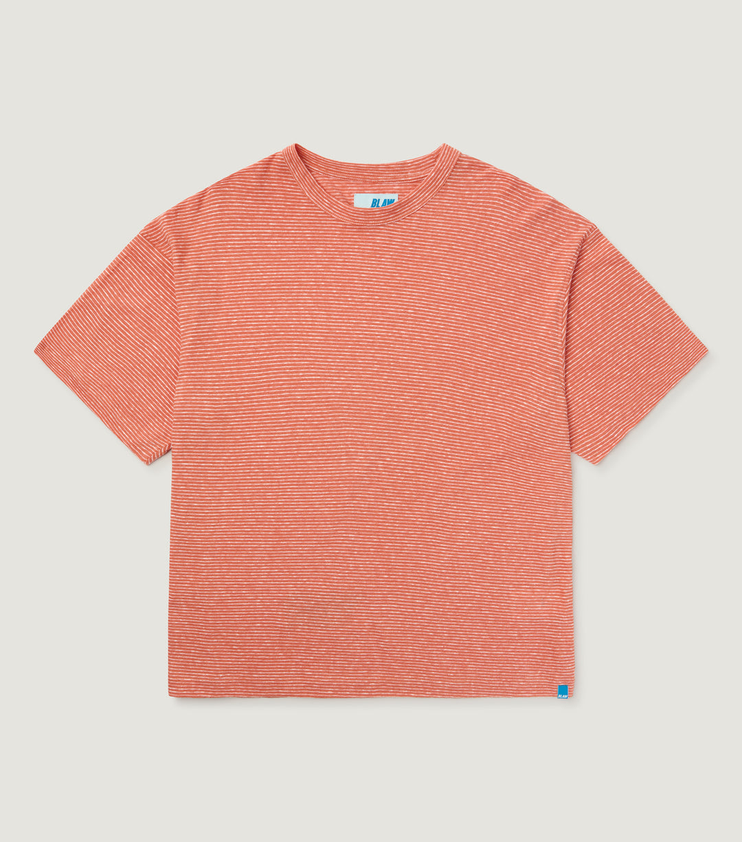 Striped Linen-Cotton T-shirt Coral - BLAW