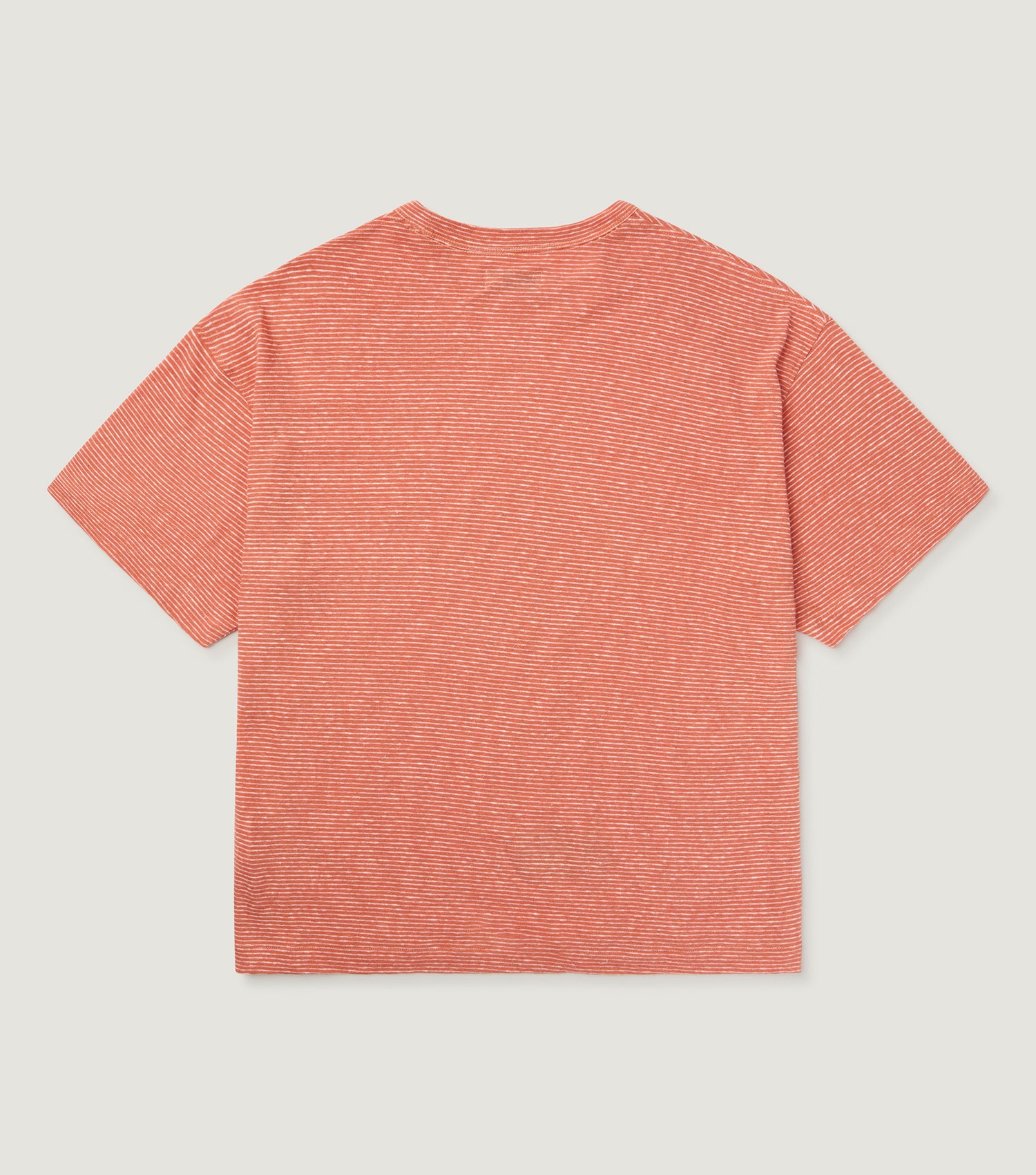 Striped Linen-Cotton T-shirt Coral - BLAW