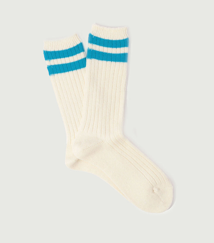 Wool Cashmere Neon Stripes Crew Off White