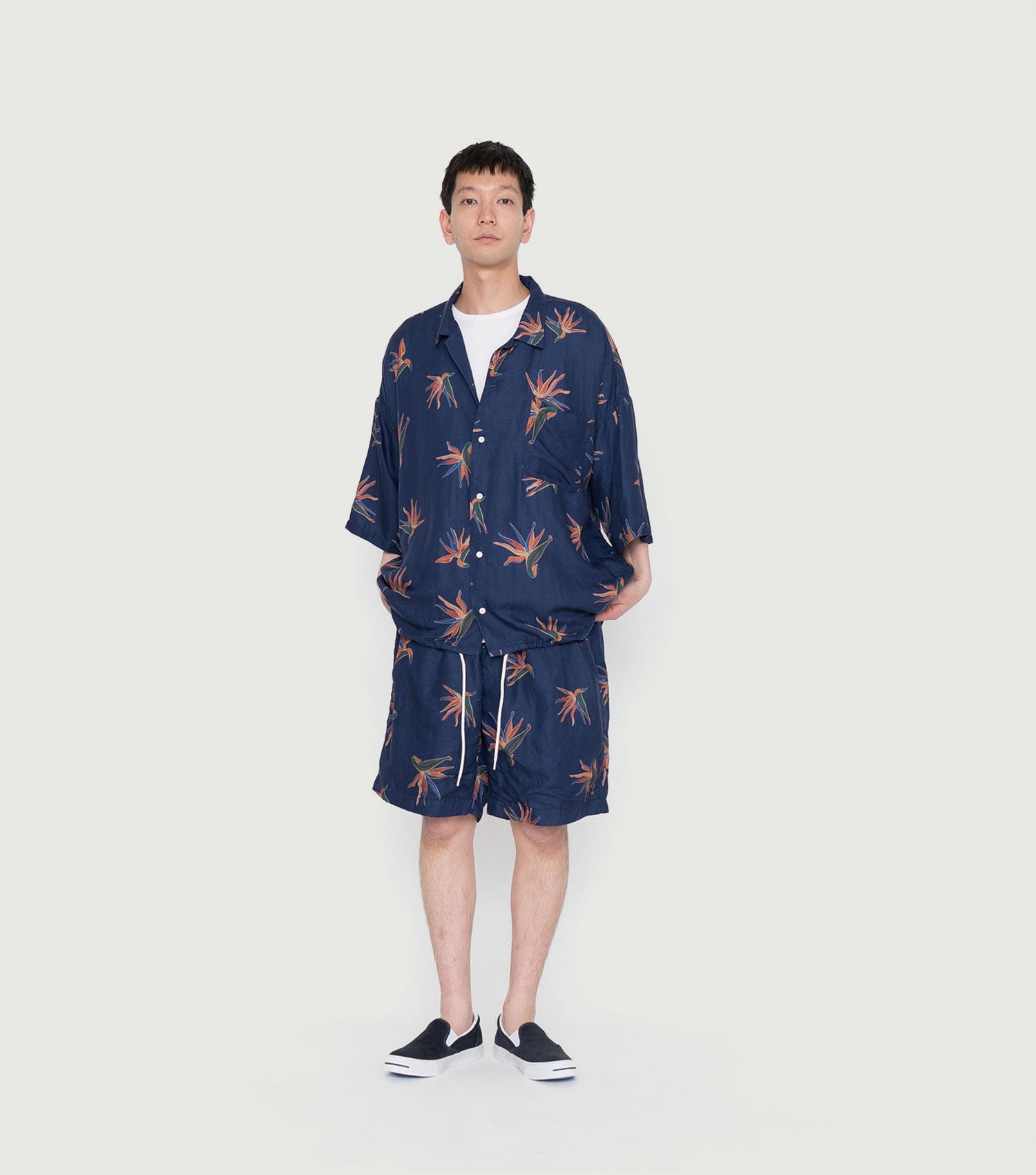 Cupra Hemp Aloha Shirt Navy - Nanamica