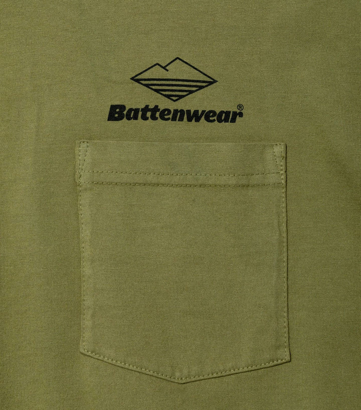 Team L/S Pocket Tee Olive X Black - Battenwear