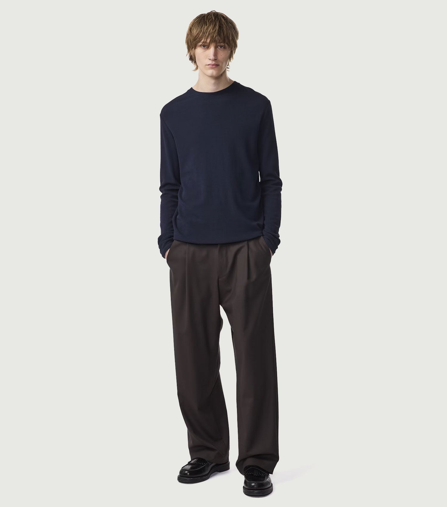 Clive Waffle knit Tee Navy Blue - NN.07
