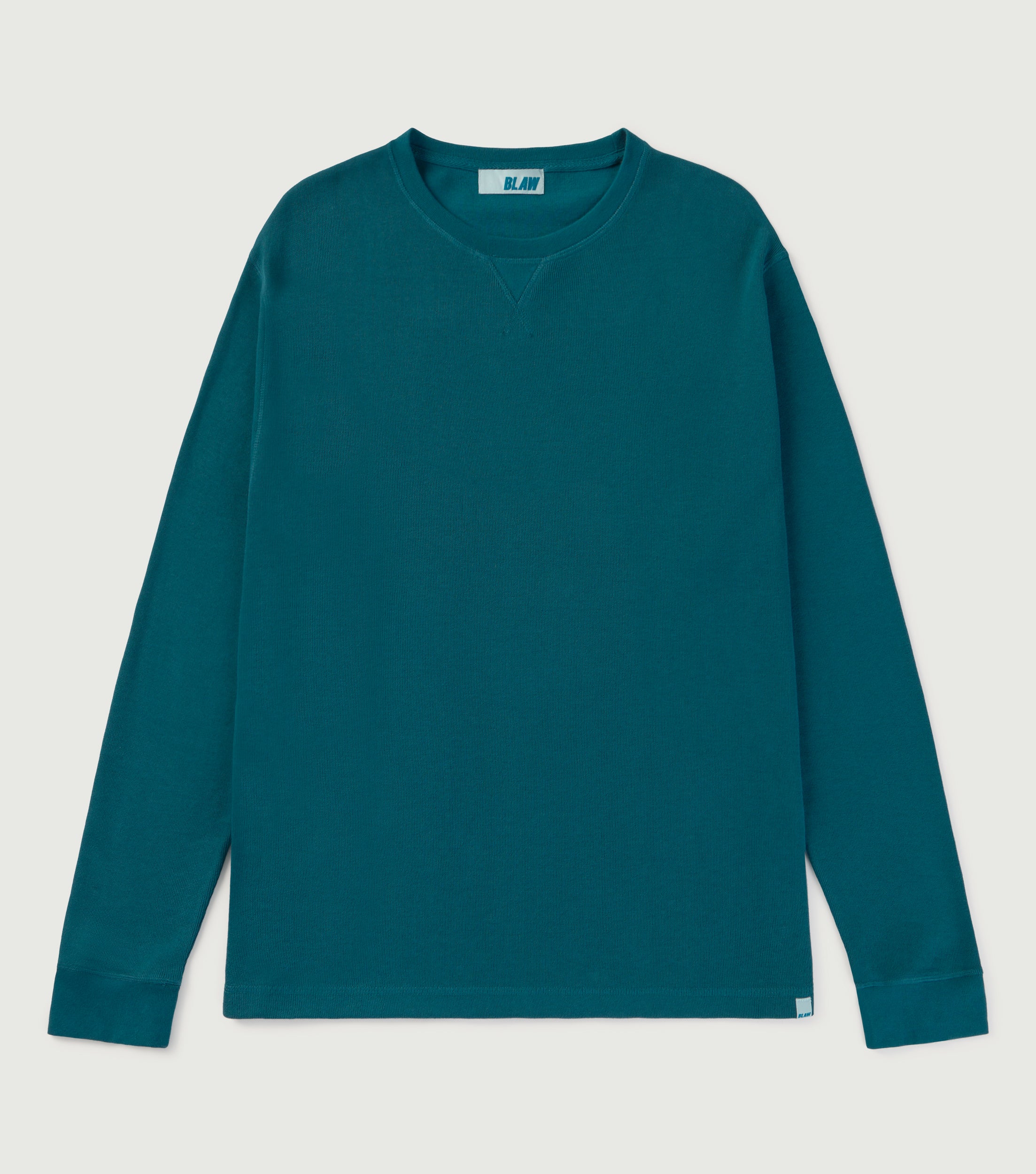 Crew Neck Ribbed Triangle Sweatshirt Petrol Blue - BLAW