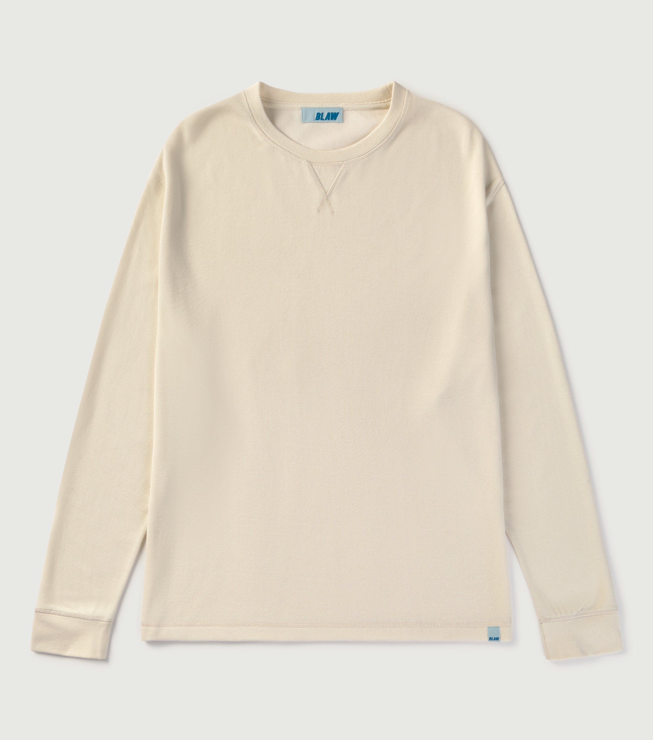 Crew Neck Ribbed Triangle Sweatshirt Ecru - BLAW