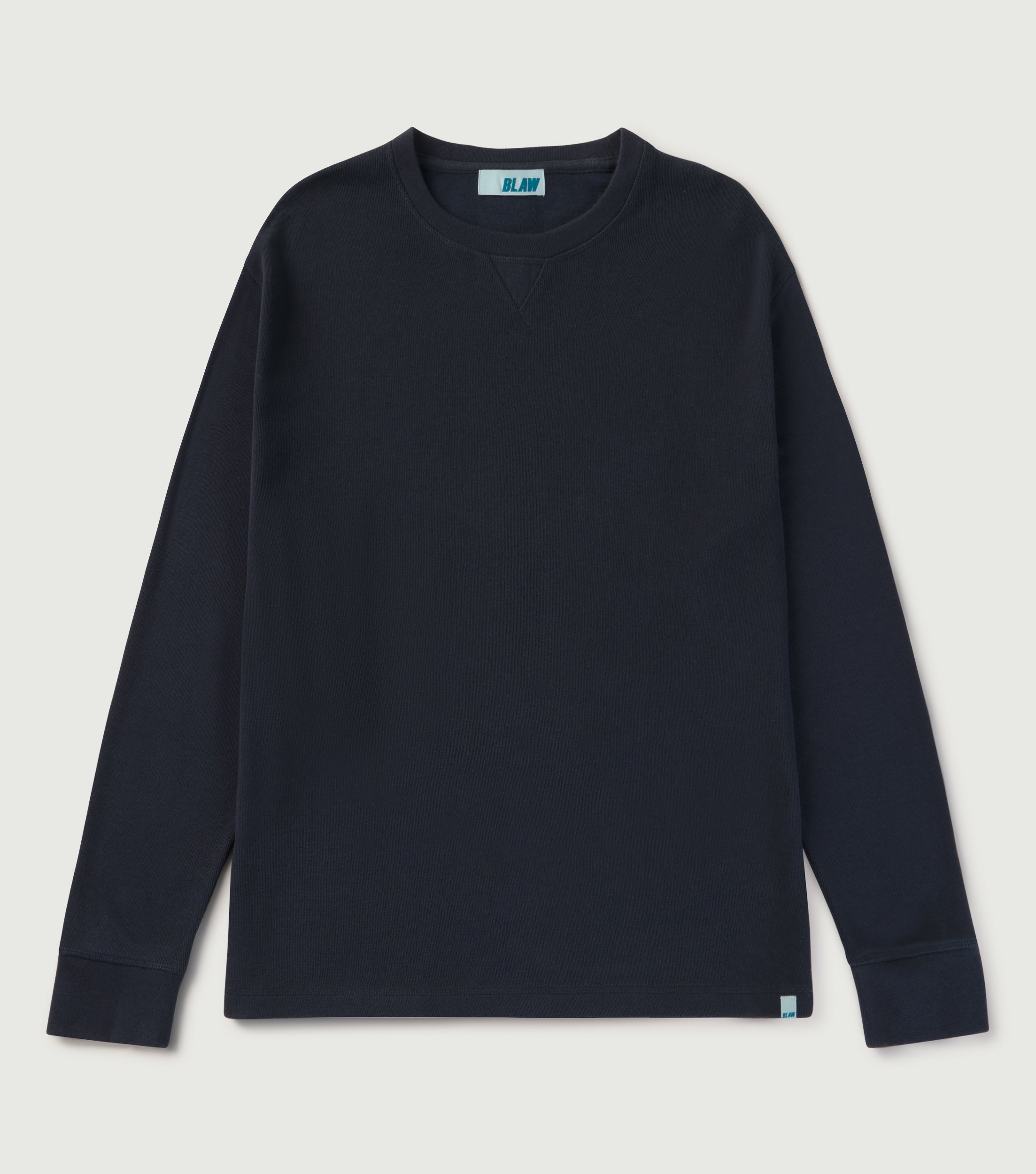 Crew Neck Ribbed Triangle Sweatshirt Navy - BLAW