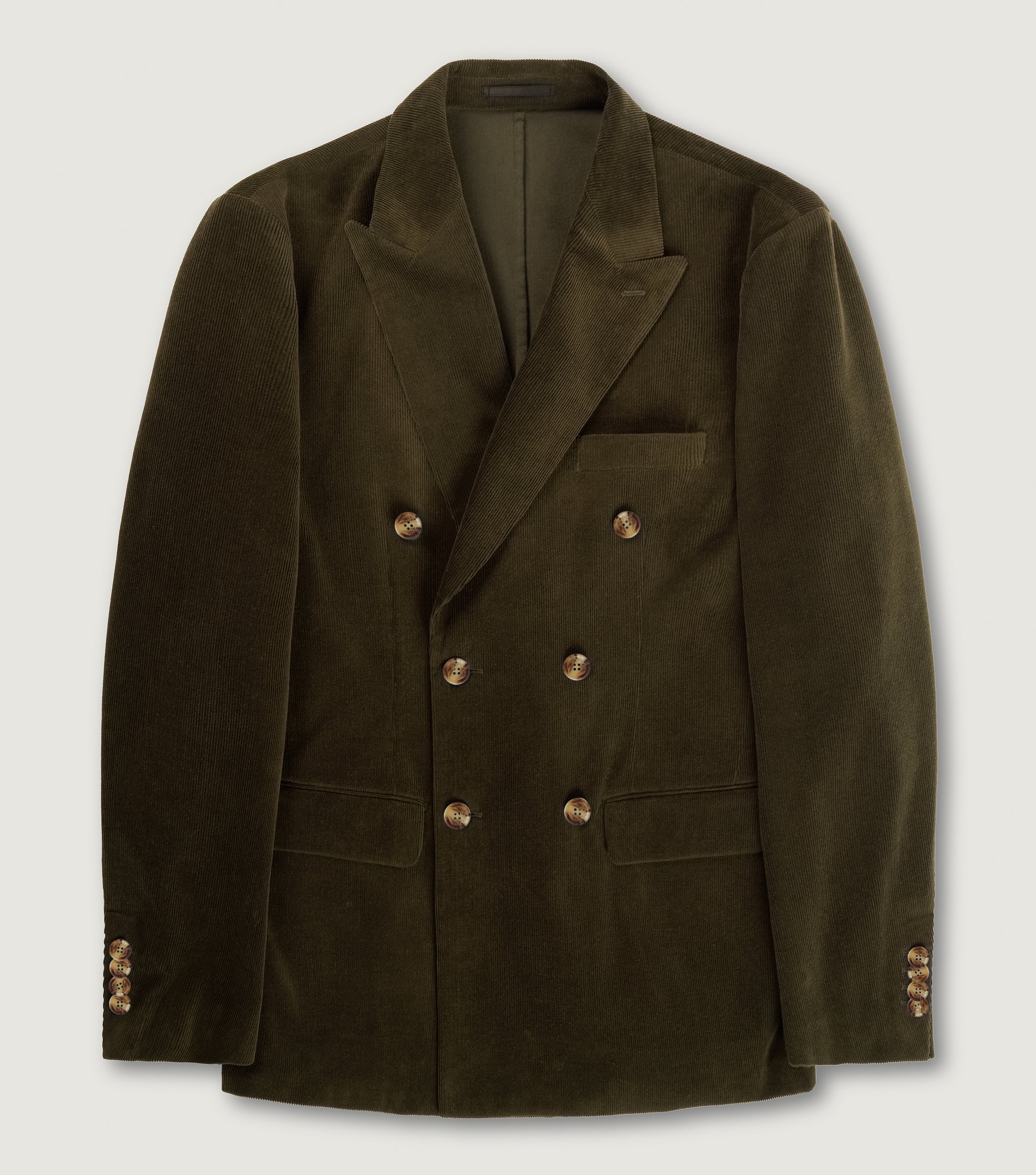 Corduroy Double Breasted Blazer Jacket Army - BLAW